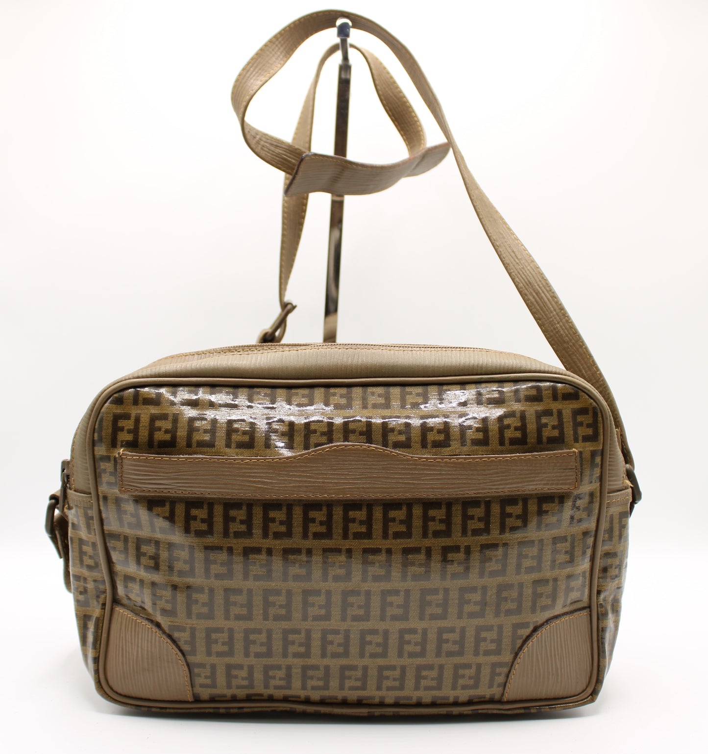 Fendi Patent Leather Crossbody Bag with Zucca Zucchino Print Vintage