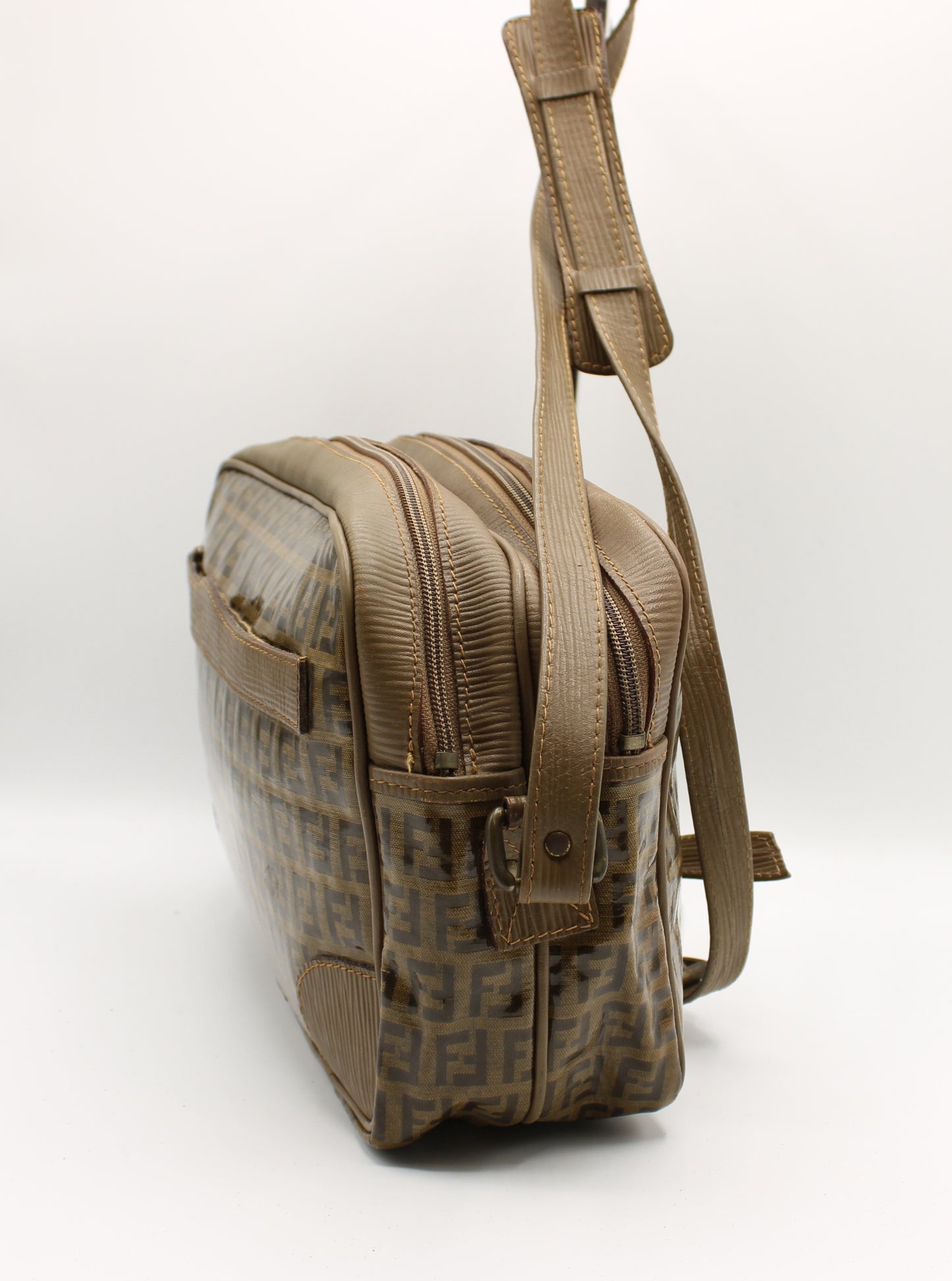 Fendi Patent Leather Crossbody Bag with Zucca Zucchino Print Vintage