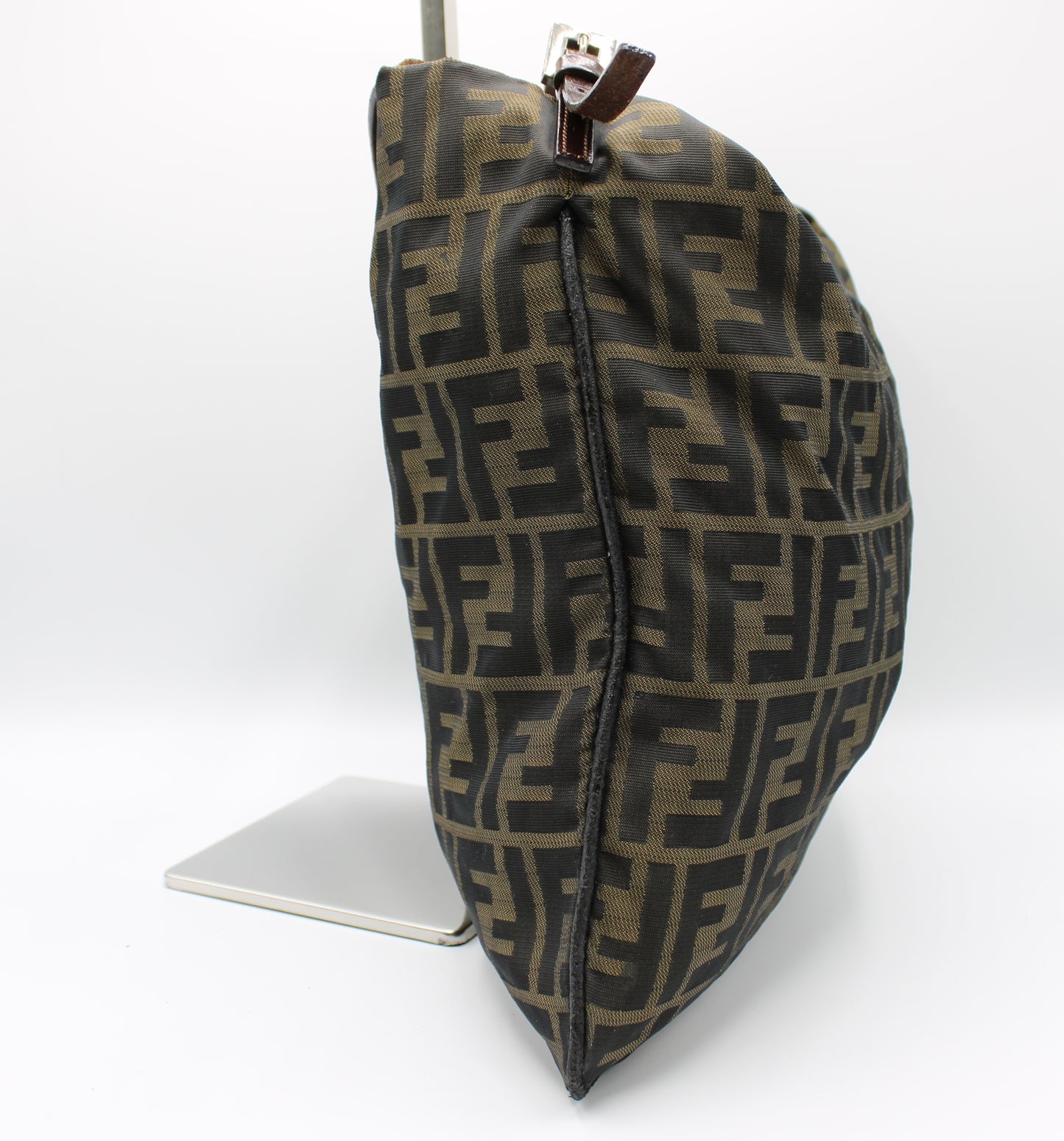 Fendi Brown Canvas Shoulder Zucca FF Logo Vintage