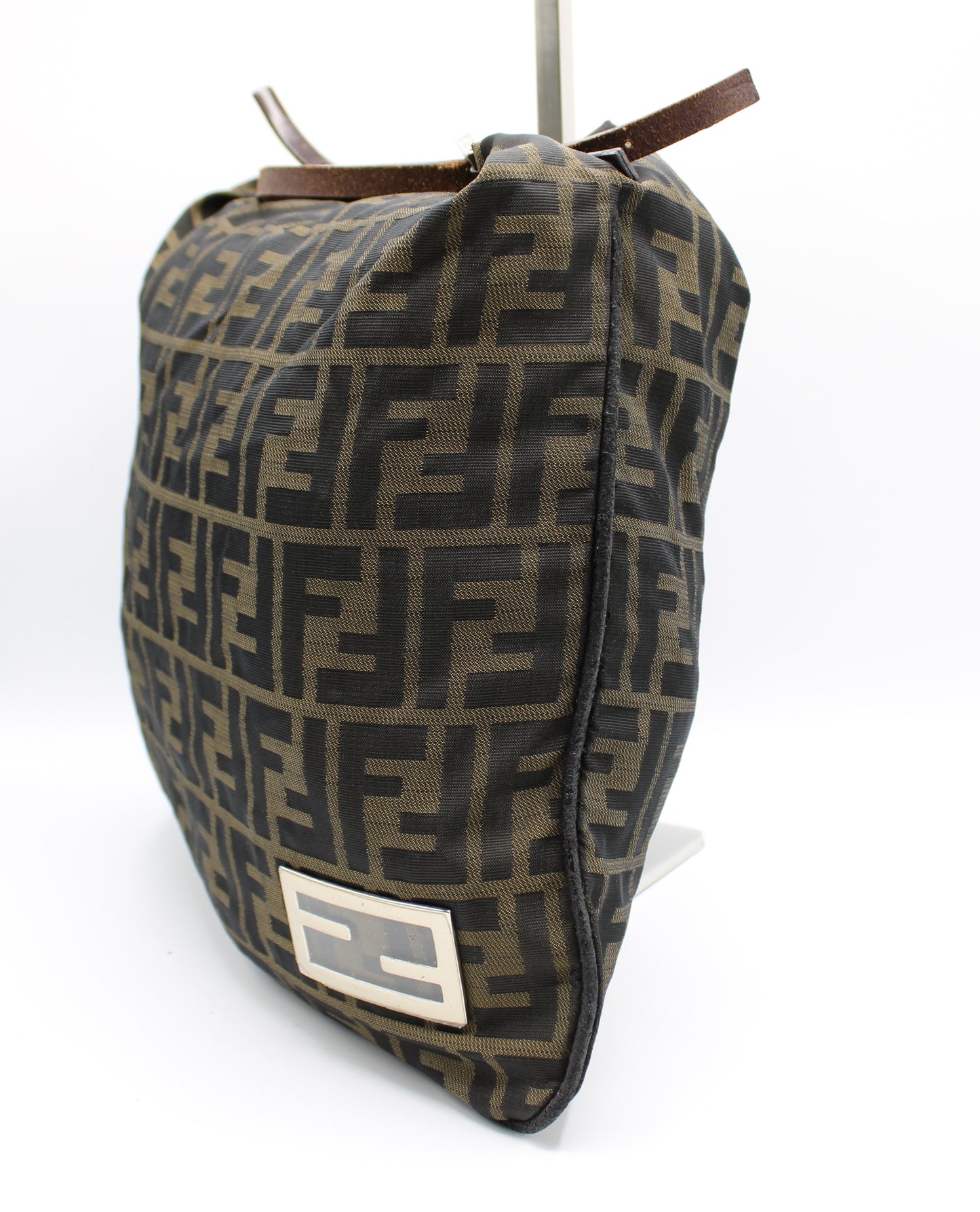 Fendi Brown Canvas Shoulder Zucca FF Logo Vintage