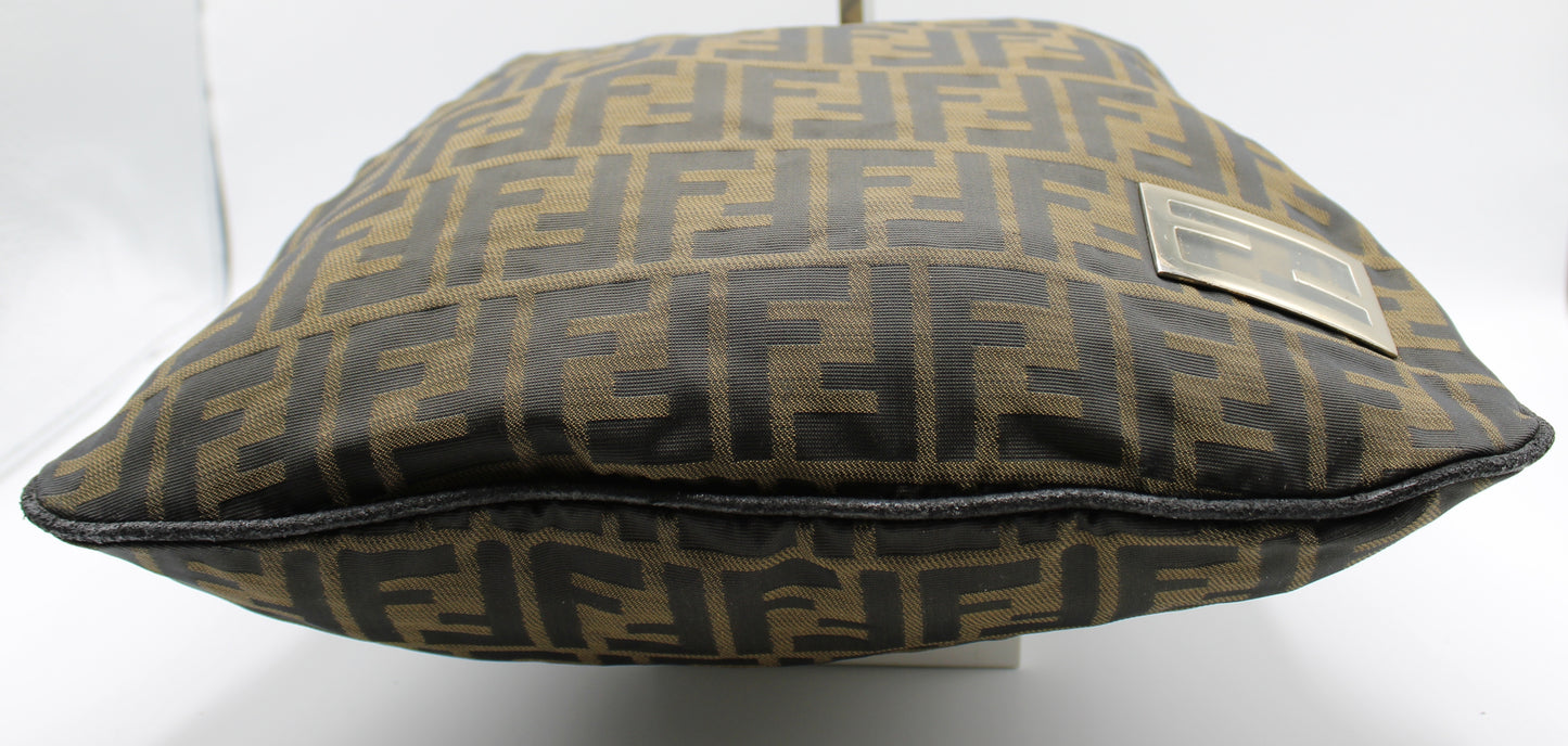 Fendi Brown Canvas Shoulder Zucca FF Logo Vintage