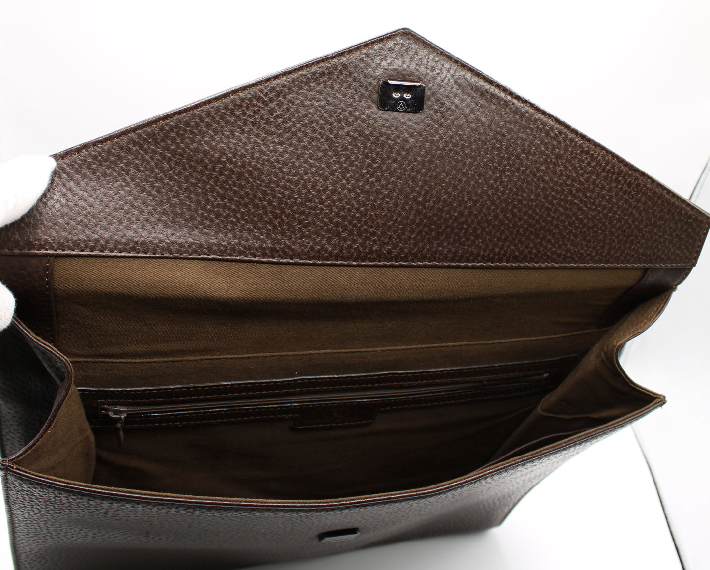 Valentino Garavani Brown Leather Document Case Fold-Over Vintage