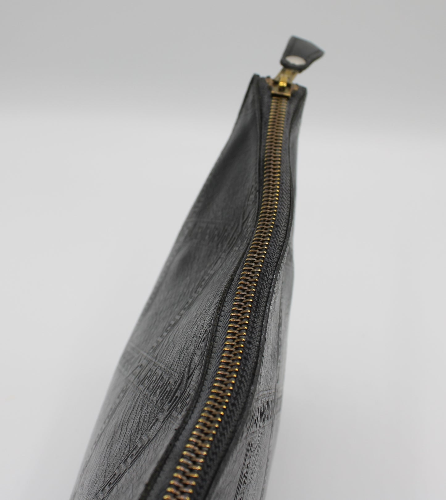 Yves Saint Laurent Clutch Black Leather Pouch Geometric Embossing YSL Vintage