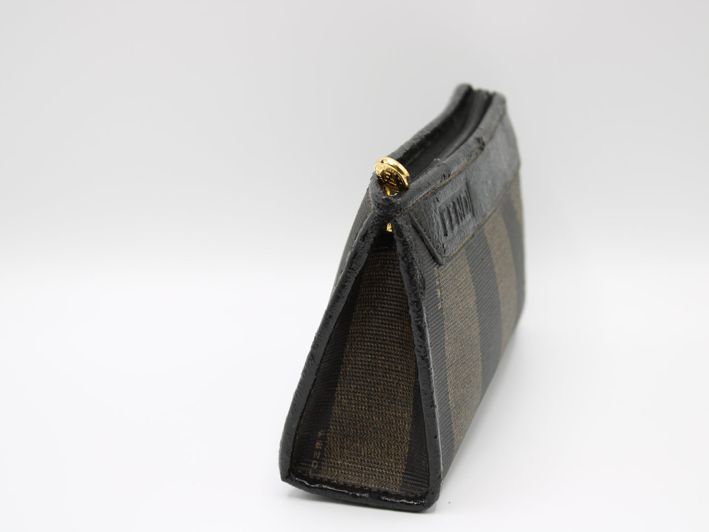 Fendi Clutch Pequin Striped Pattern Cosmetic Pouch Vintage