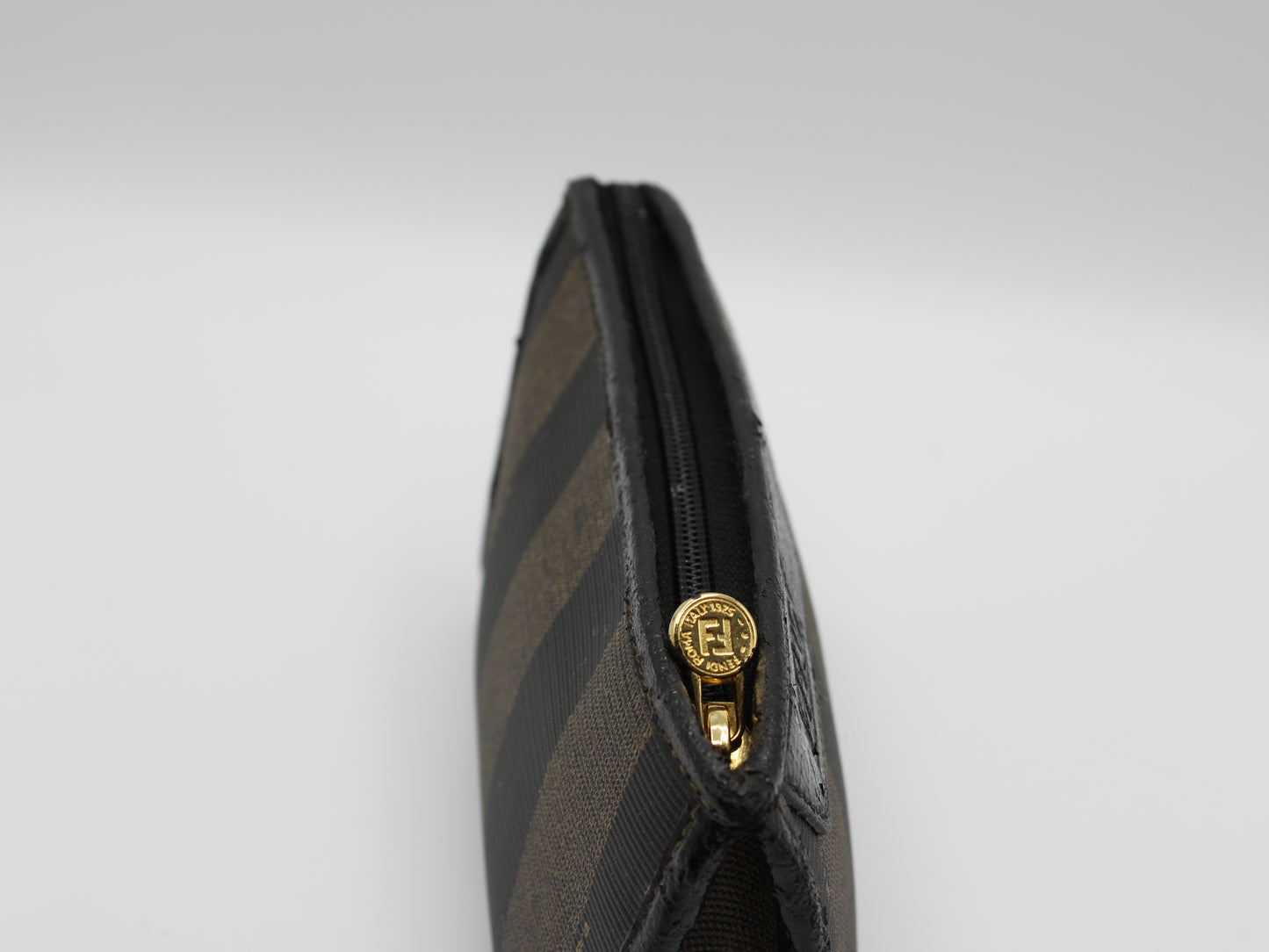 Fendi Clutch Pequin Striped Pattern Cosmetic Pouch Vintage