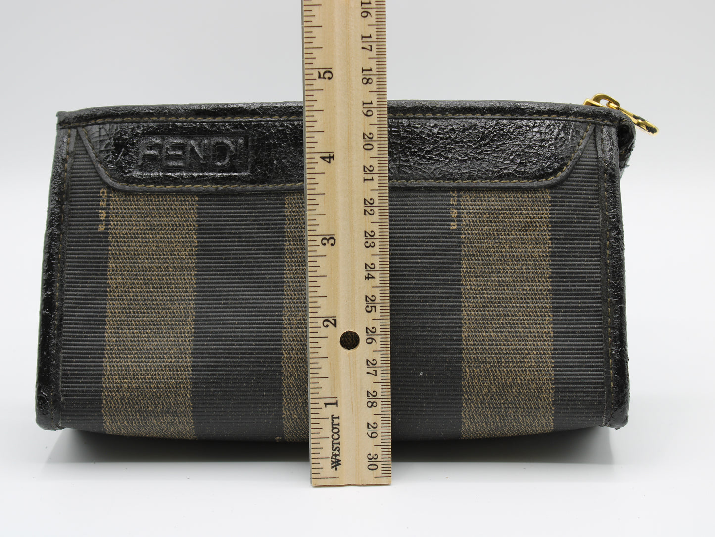 Fendi Clutch Pequin Striped Pattern Cosmetic Pouch Vintage