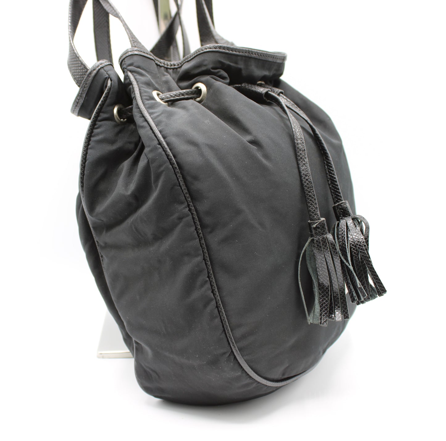 Bottega Veneta Black Leather Drawstring Tote Bag