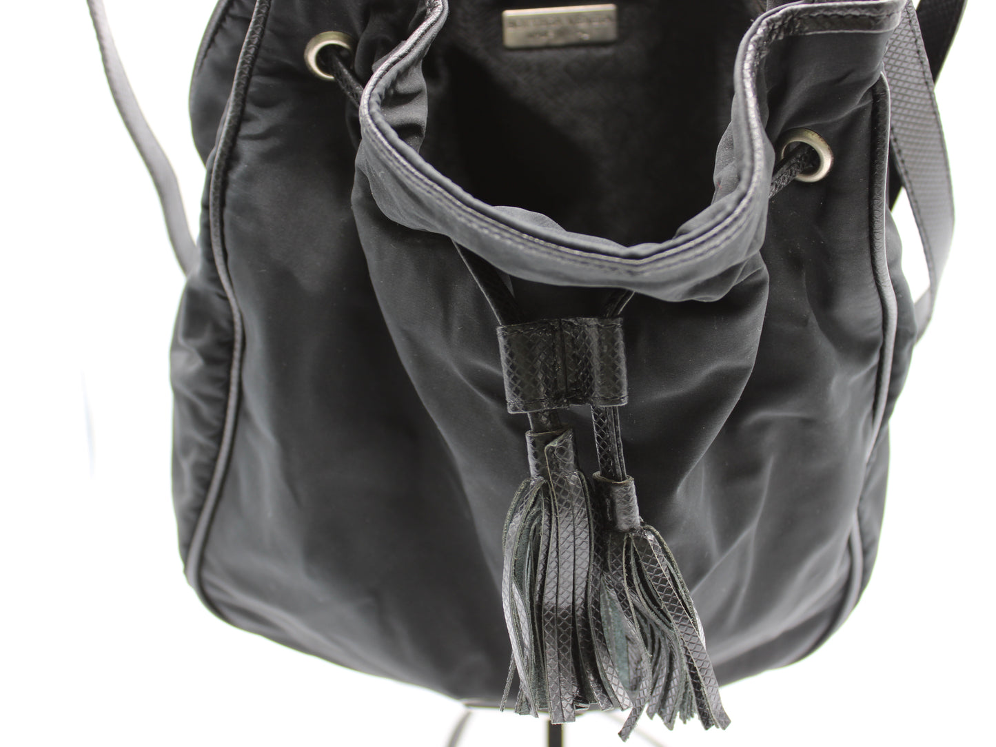 Bottega Veneta Black Leather Drawstring Tote Bag