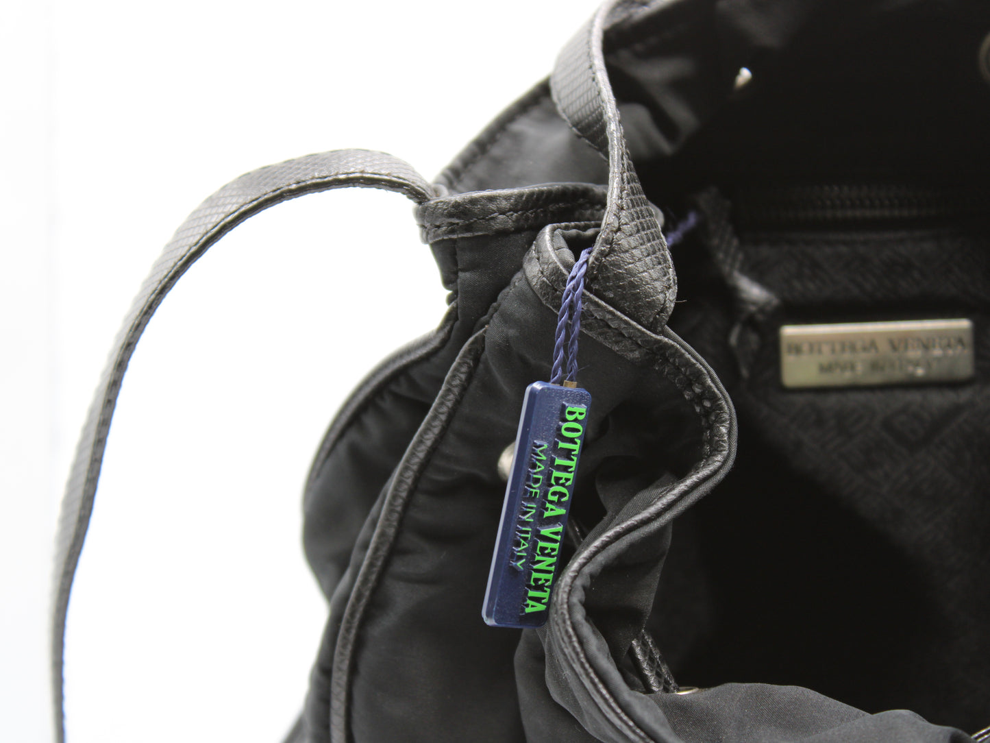 Bottega Veneta Black Leather Drawstring Tote Bag