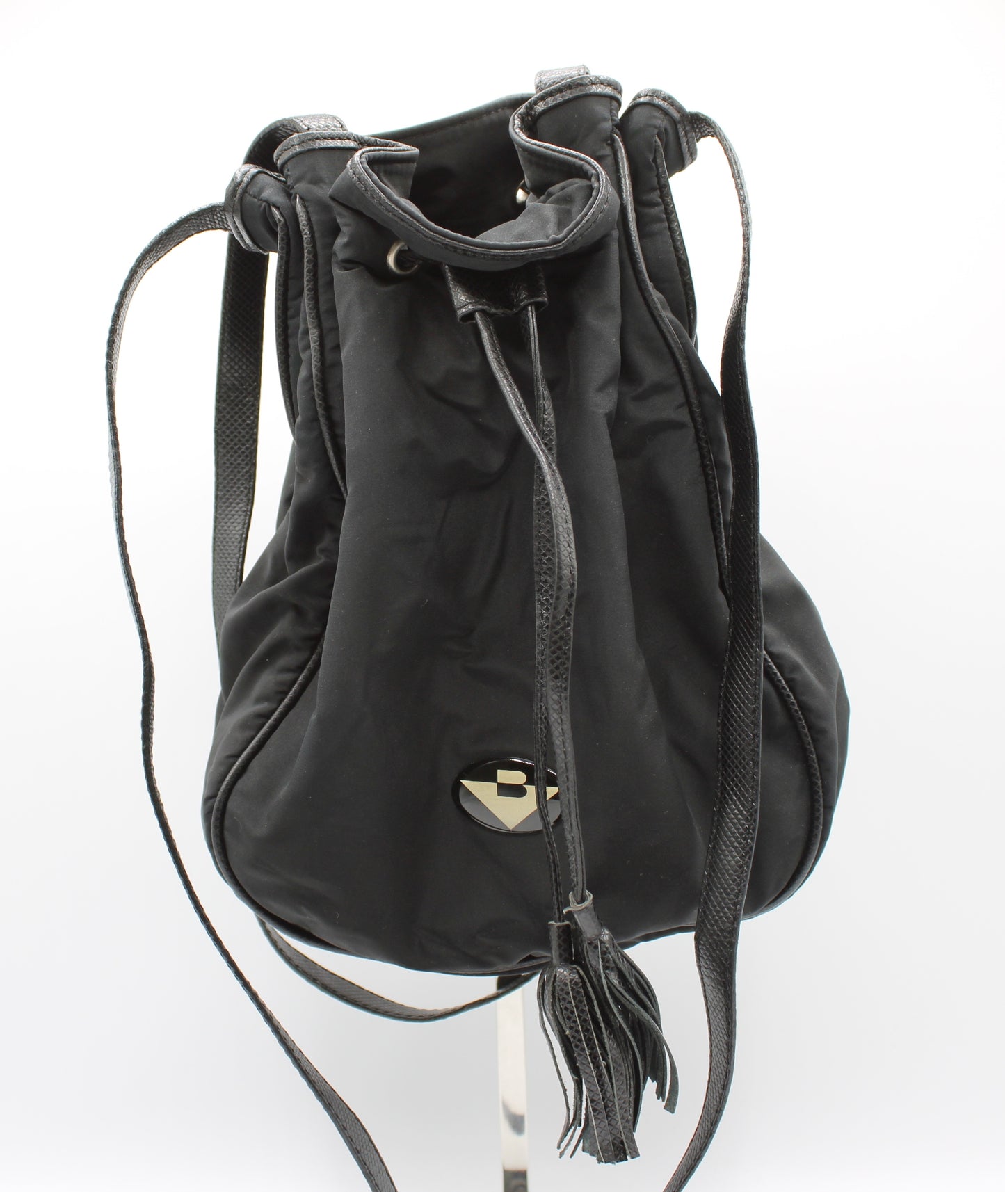 Bottega Veneta Black Leather Drawstring Tote Bag