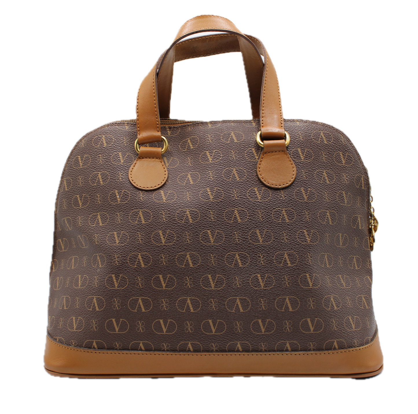 Valentino Garavani Leather Handbag with V Logo Monogram Valentino Charm front view
