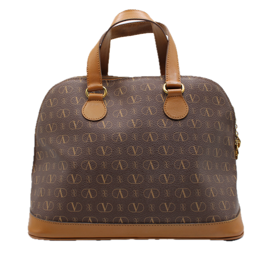 Valentino Garavani Leather Handbag with V Logo Monogram Valentino Charm front view