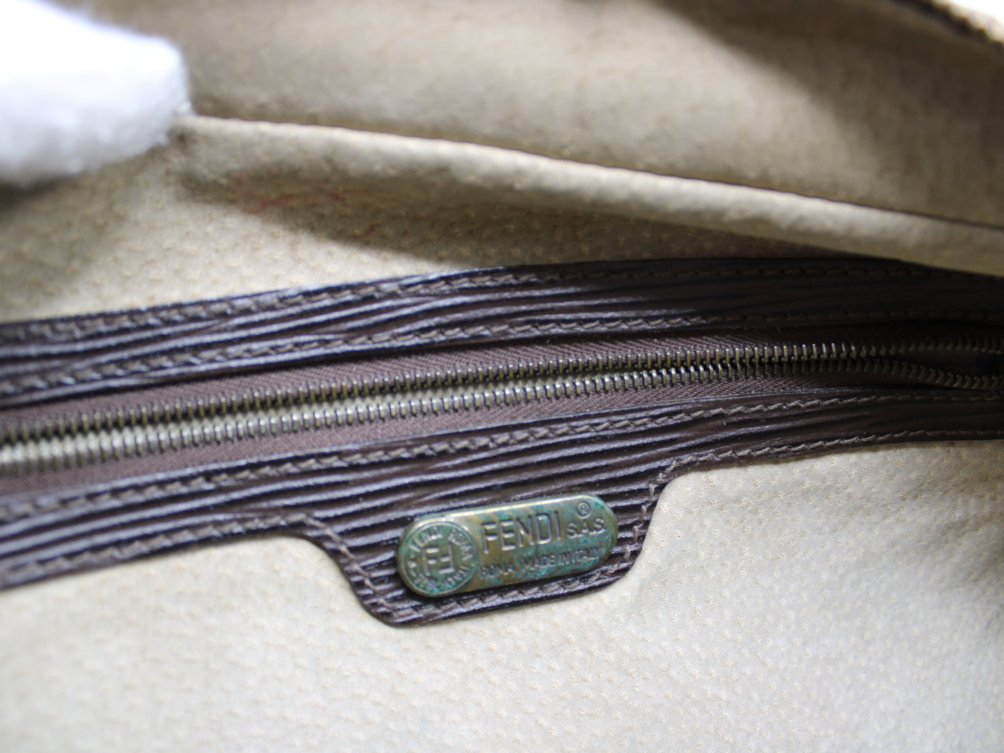 Fendi Messenger Bag Zucca FF Leather Flap Vintage