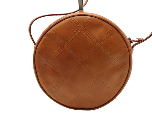 Yves Saint Laurent Bag Brown Leather Crossbody Embossed Round Vintage