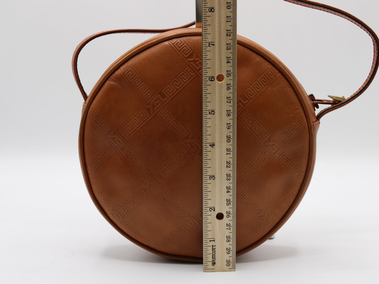 Yves Saint Laurent Bag Brown Leather Crossbody Embossed Round Vintage