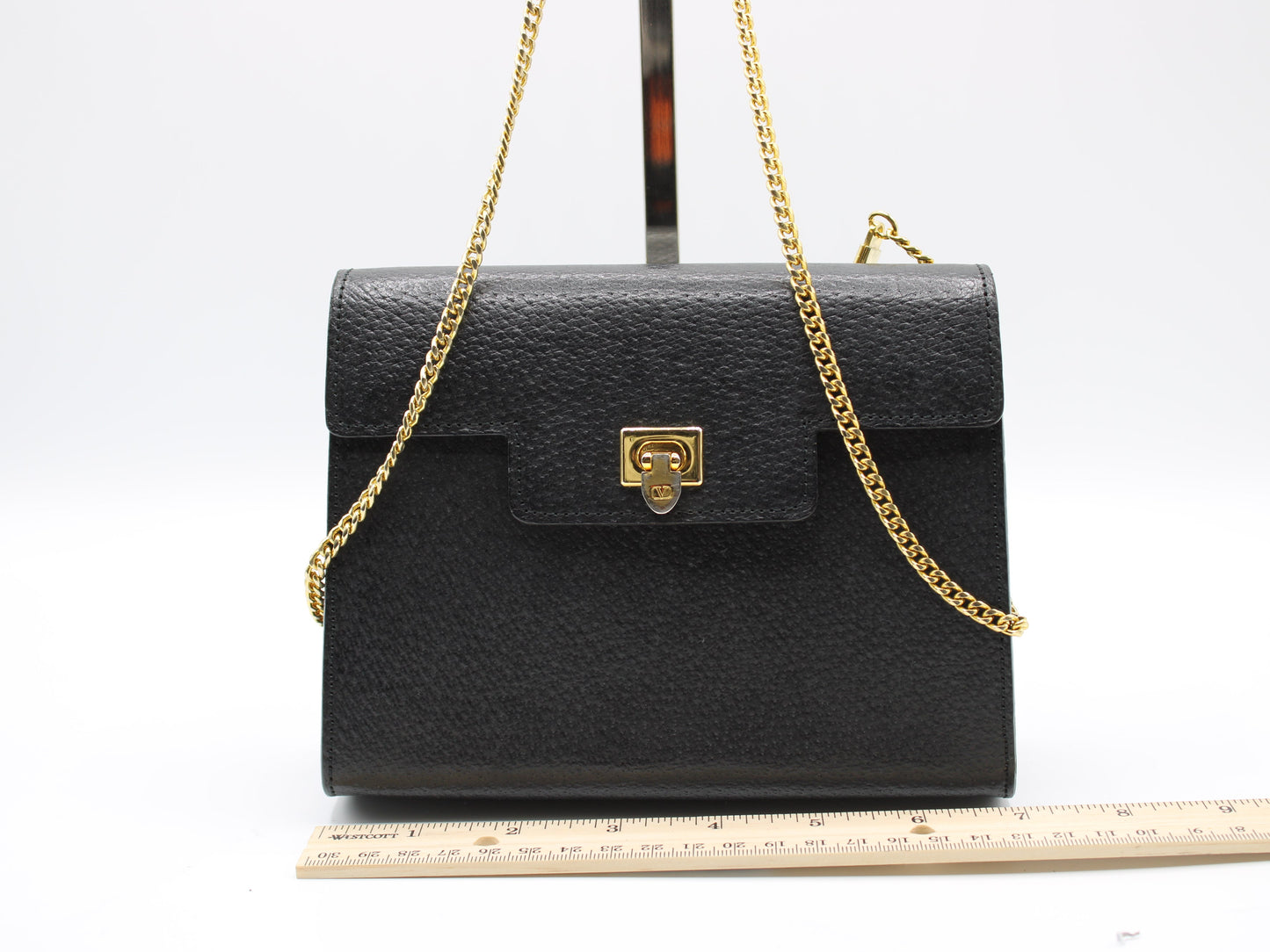 Valentino Garavani Black Leather  All Over Chain Crossbody Bag
