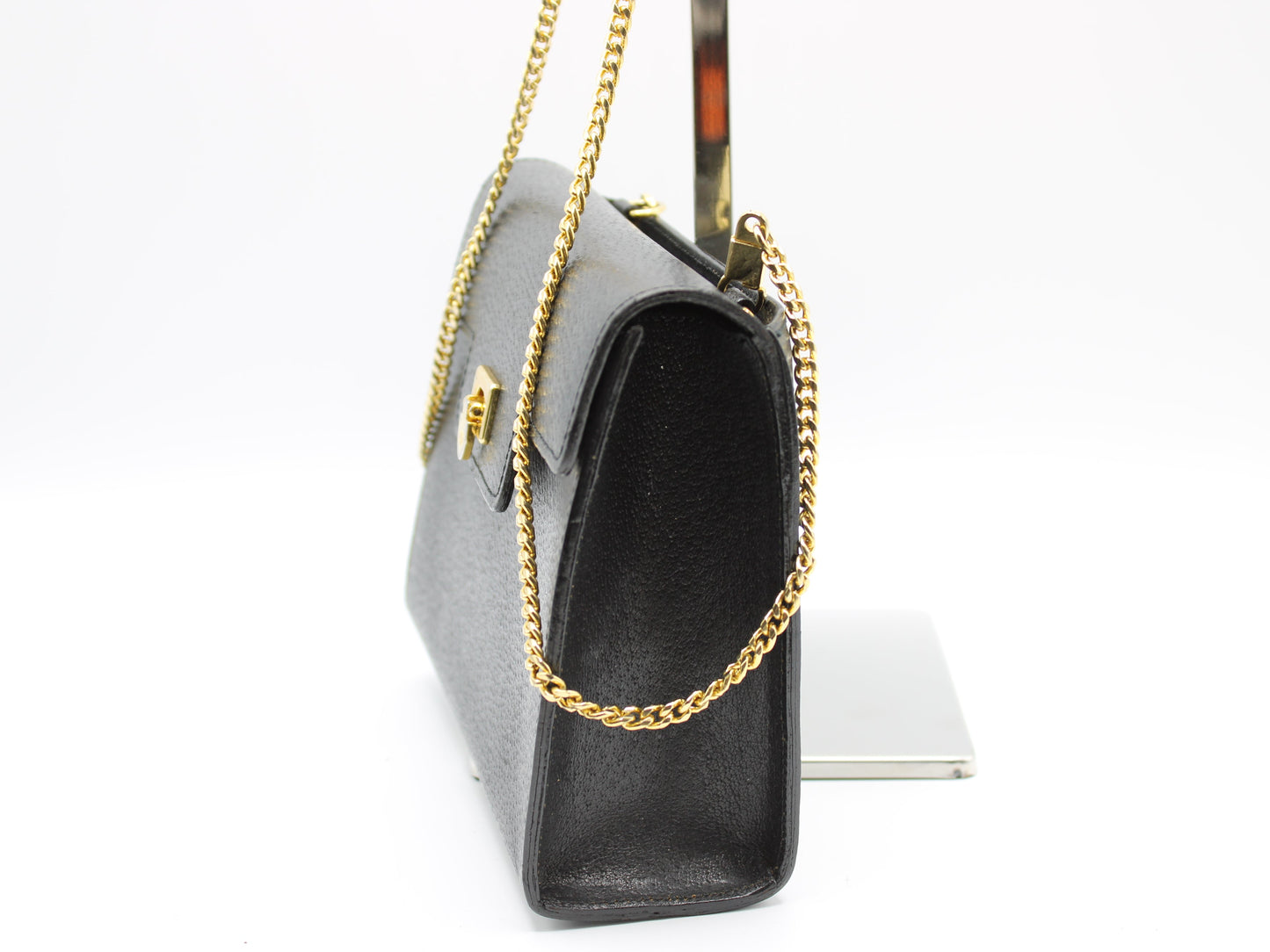 Valentino Garavani Black Leather  All Over Chain Crossbody Bag