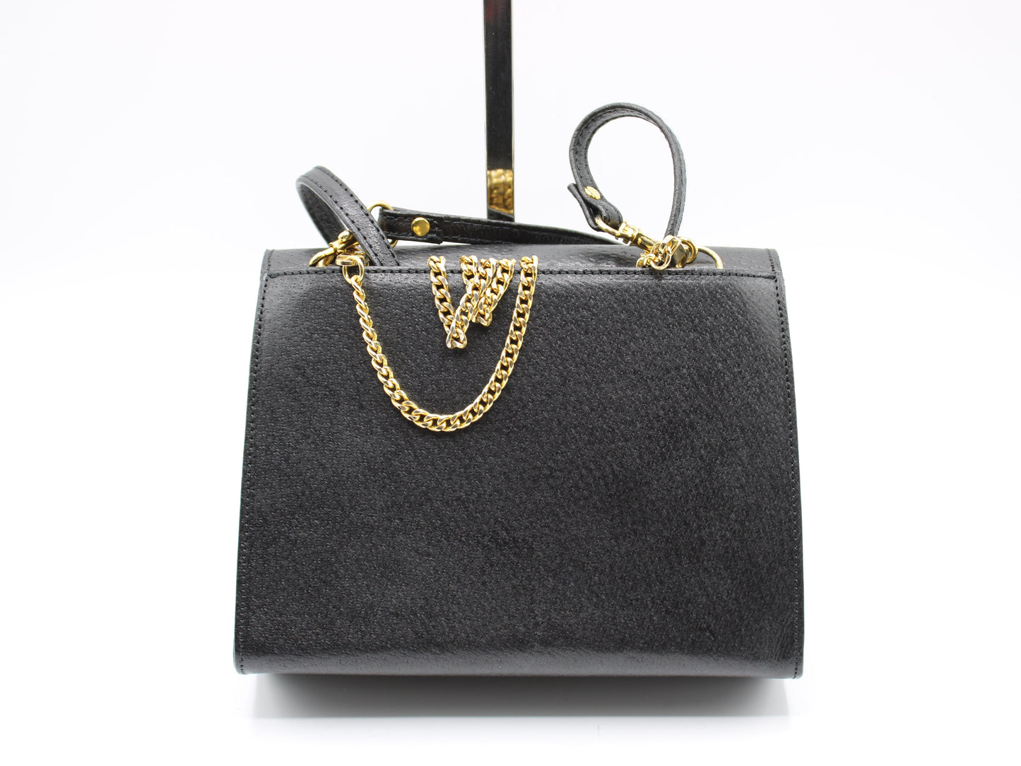 Valentino Garavani Black Leather  All Over Chain Crossbody Bag