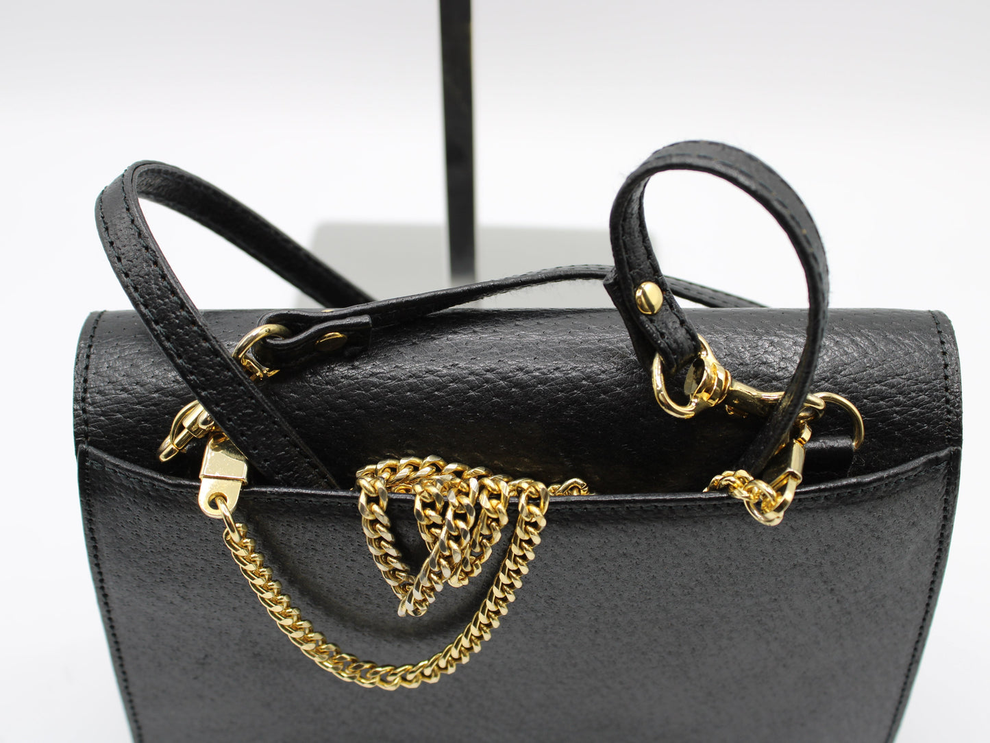 Valentino Garavani Black Leather  All Over Chain Crossbody Bag
