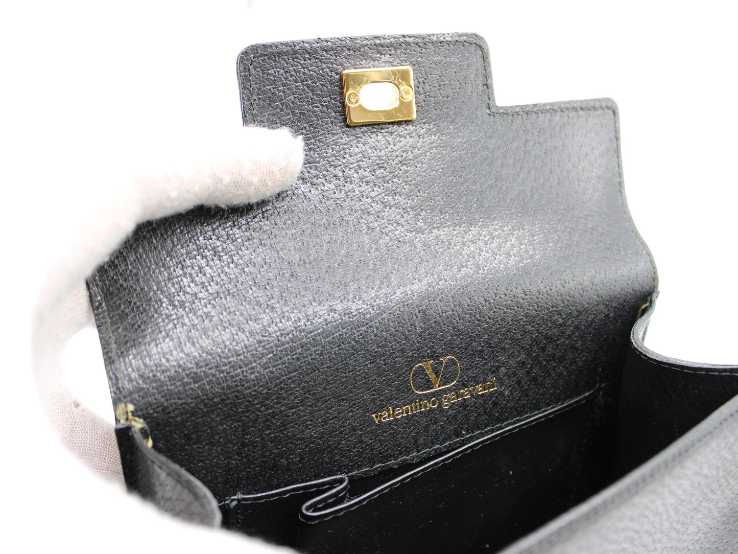 Valentino Garavani Black Leather  All Over Chain Crossbody Bag