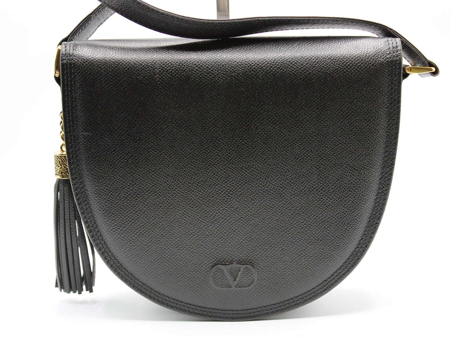 Valentino Garavani Bag Crossbody Saddle Black Leather Vintage