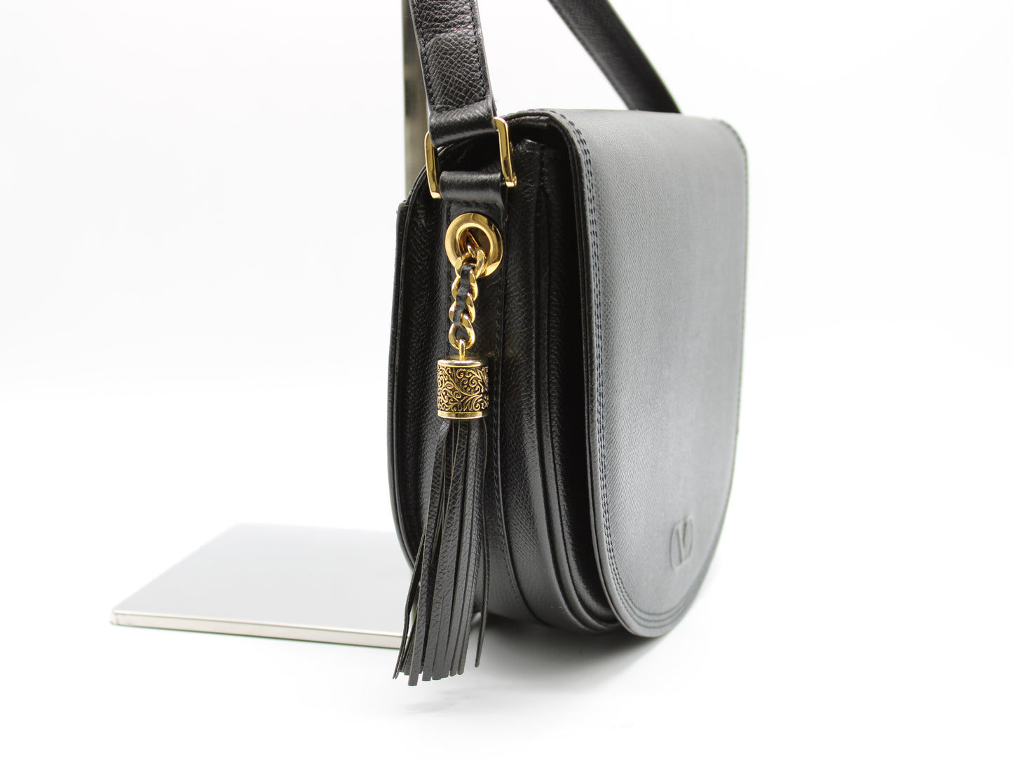 Valentino Garavani Bag Crossbody Saddle Black Leather Vintage