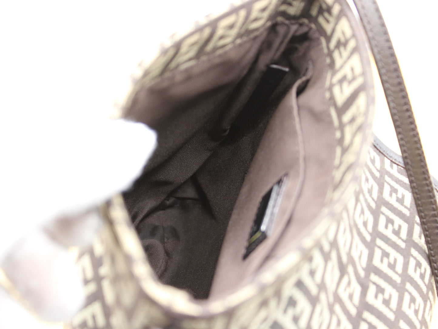 Fendi Bag Zucchino FF Monogram Shoulder Flap Canvas Silver Hardware Vintage