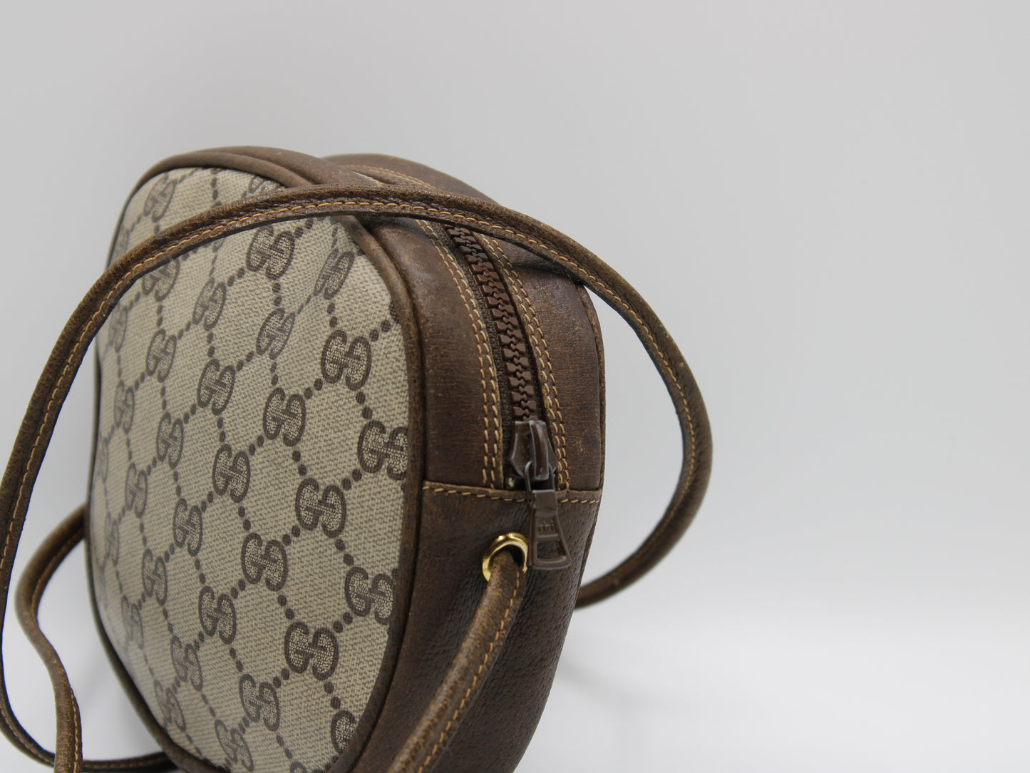 Gucci Horsebit 1955 Shoulder Bag Brown Leather GG Pattern Vintage