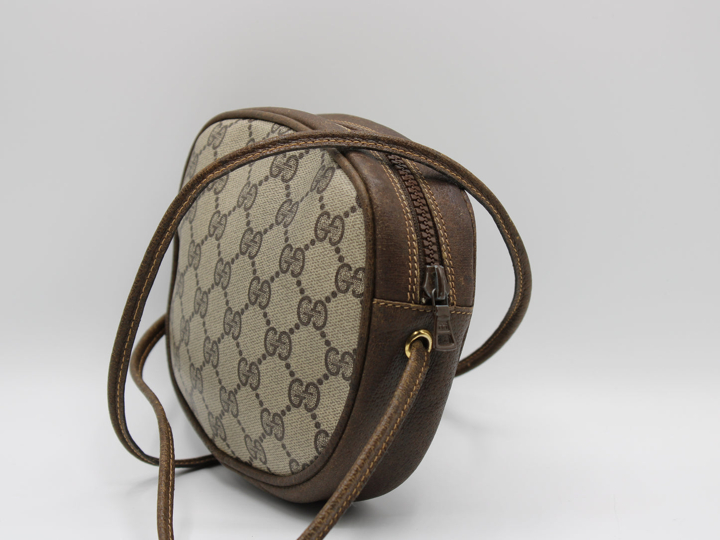 Gucci Horsebit 1955 Shoulder Bag Brown Leather GG Pattern Vintage