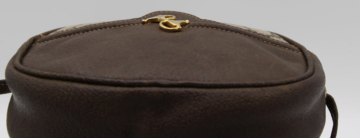 Gucci Horsebit 1955 Shoulder Bag Brown Leather GG Pattern Vintage