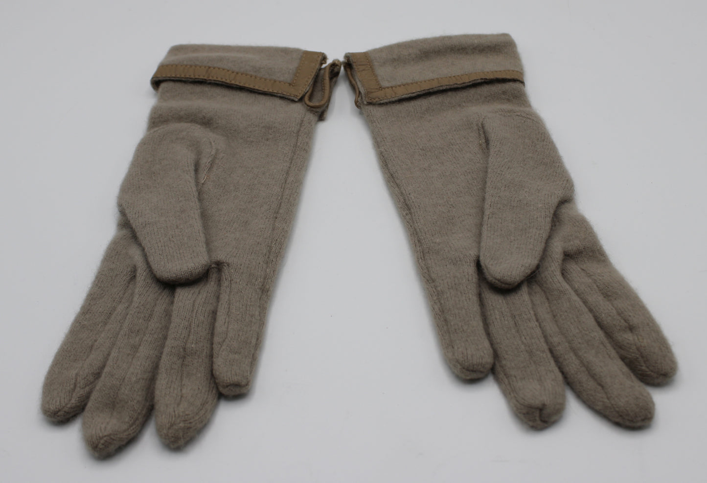 Yves Saint Laurent Gloves Wool Leather Trimming YSL Logo Vintage