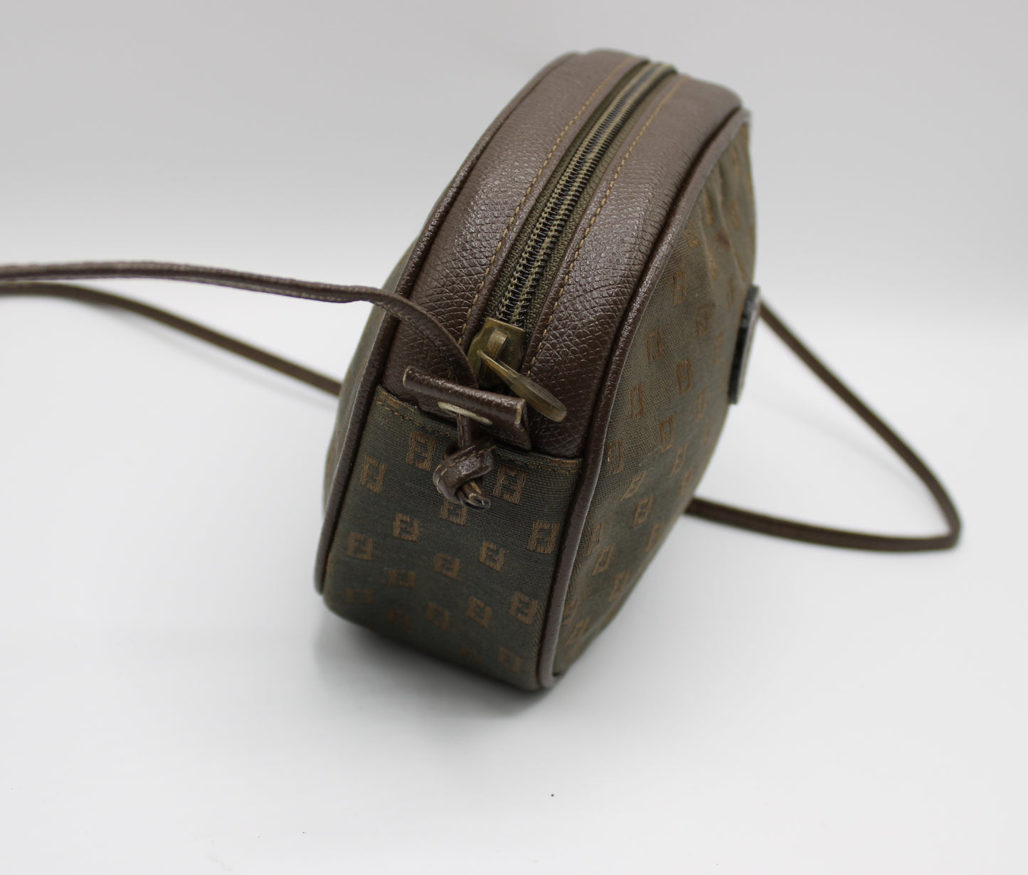 Fendi FF Logo Brown Canvas Crossbody Bag Vintage