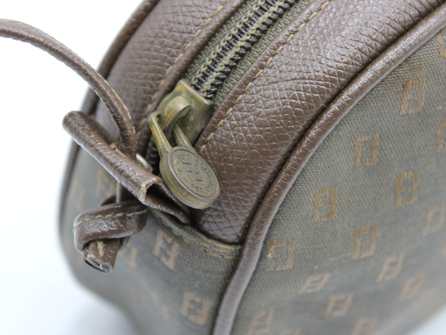 Fendi FF Logo Brown Canvas Crossbody Bag Vintage