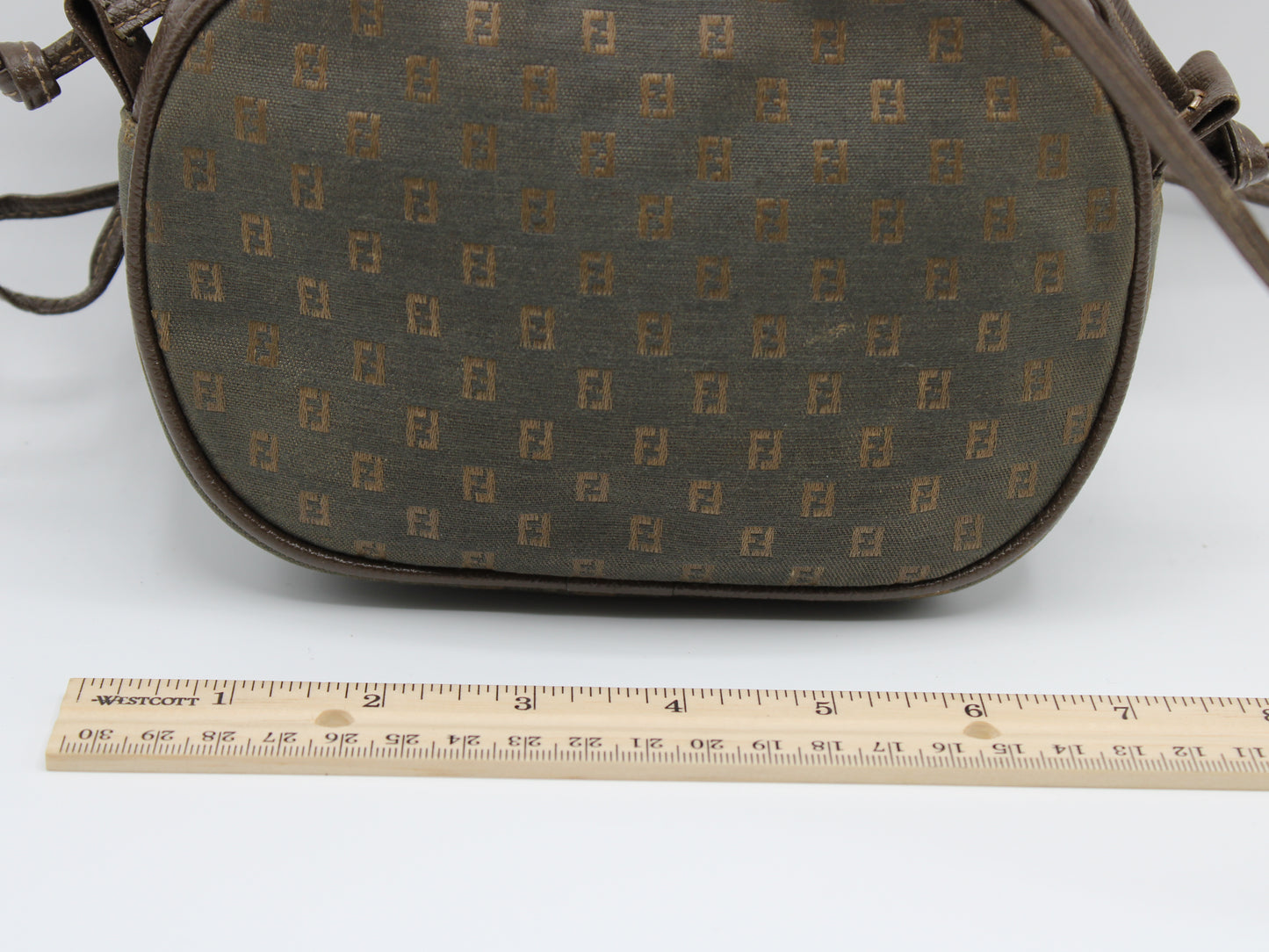 Fendi FF Logo Brown Canvas Crossbody Bag Vintage