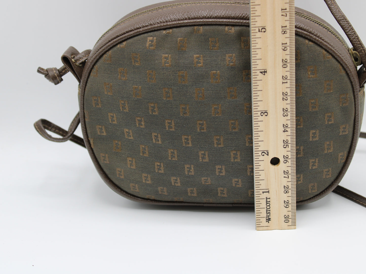 Fendi FF Logo Brown Canvas Crossbody Bag Vintage
