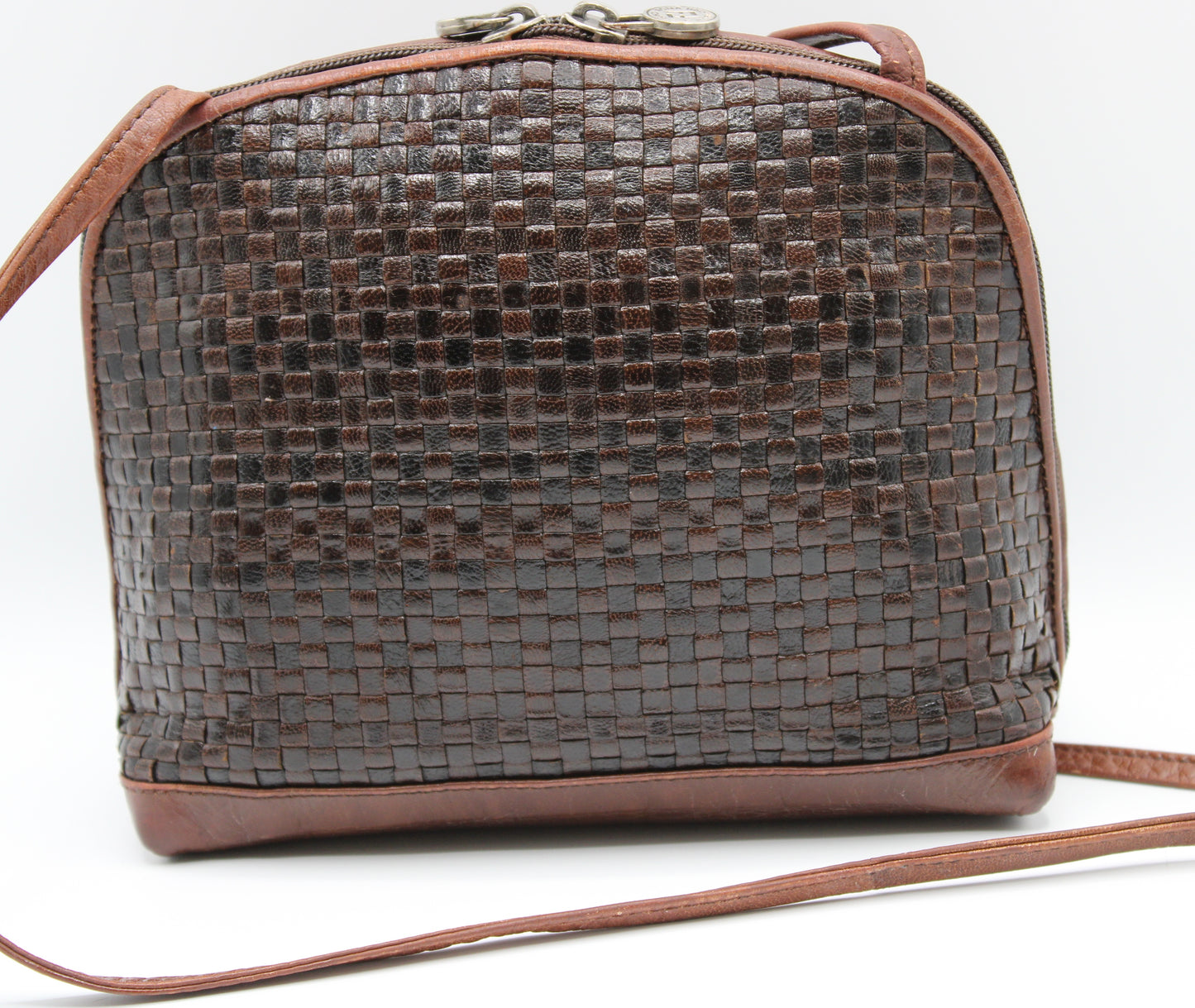 Fendi Woven Leather Crossbody Bag Brown Handbags Vintage