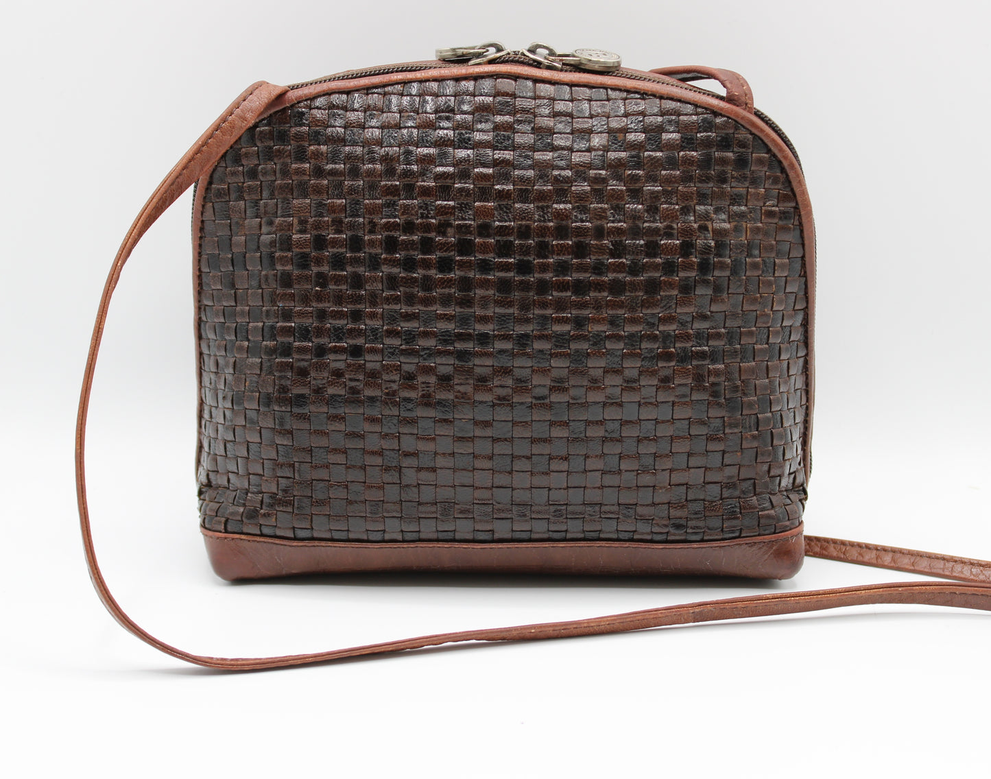 Fendi Woven Leather Crossbody Bag Brown Handbags Vintage