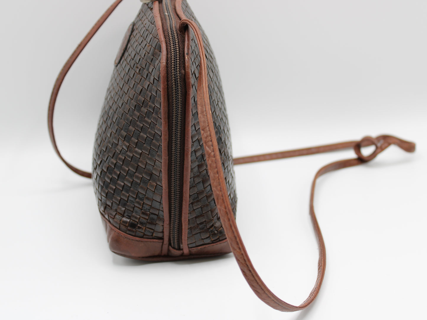 Fendi Woven Leather Crossbody Bag Brown Handbags Vintage