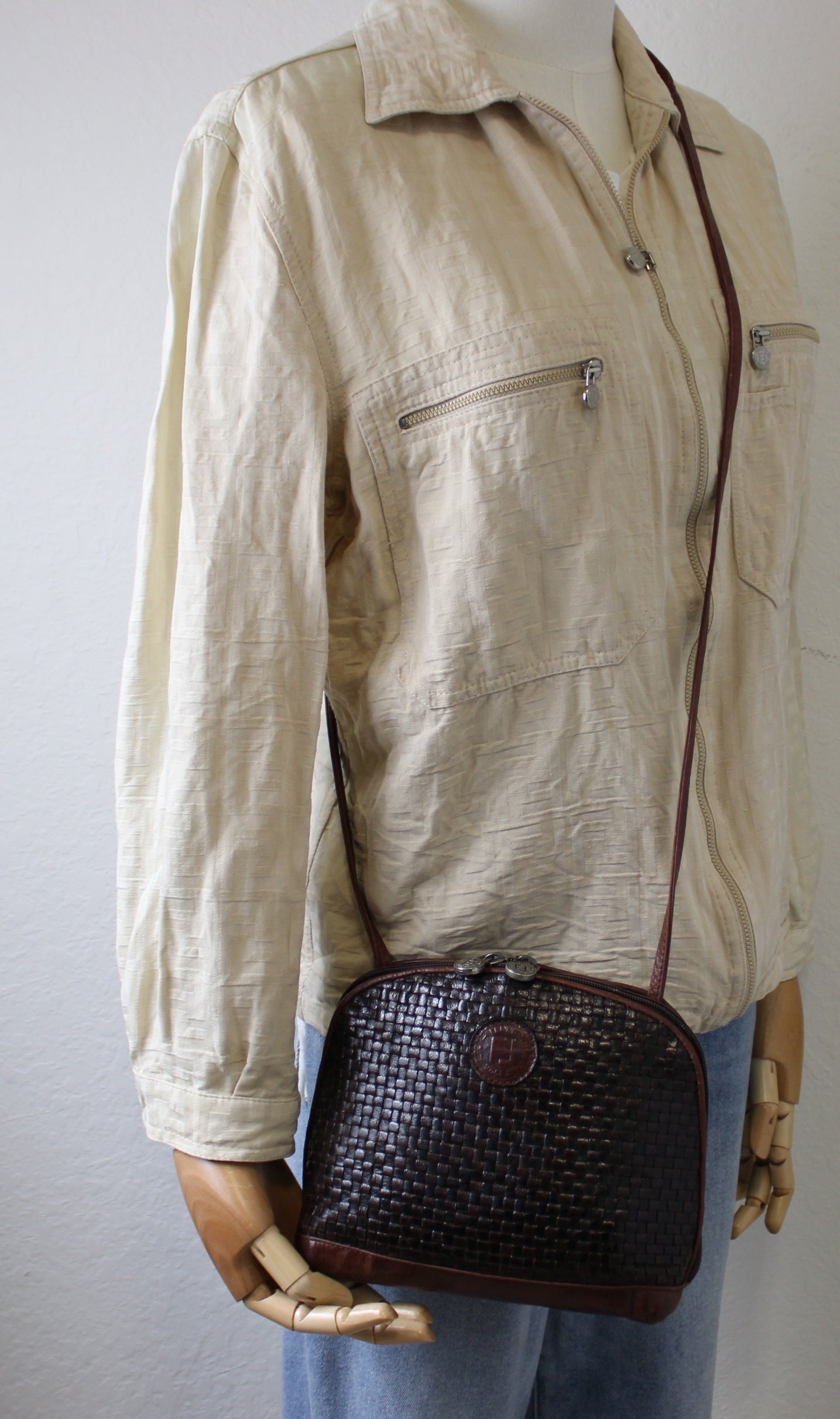 Fendi Woven Leather Crossbody Bag Brown Handbags Vintage
