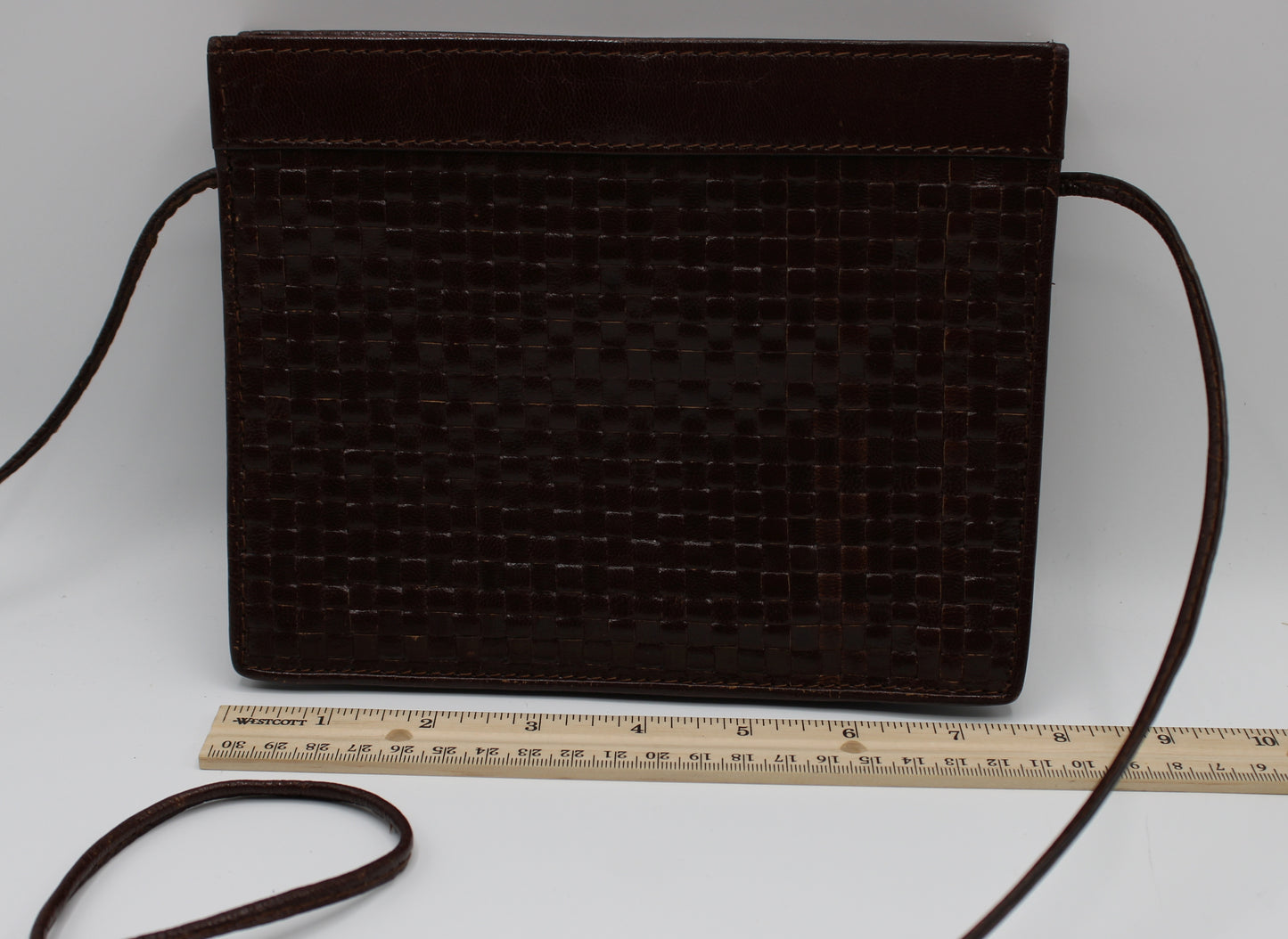 Fendi Woven Brown Leather Framed Bag Vintage
