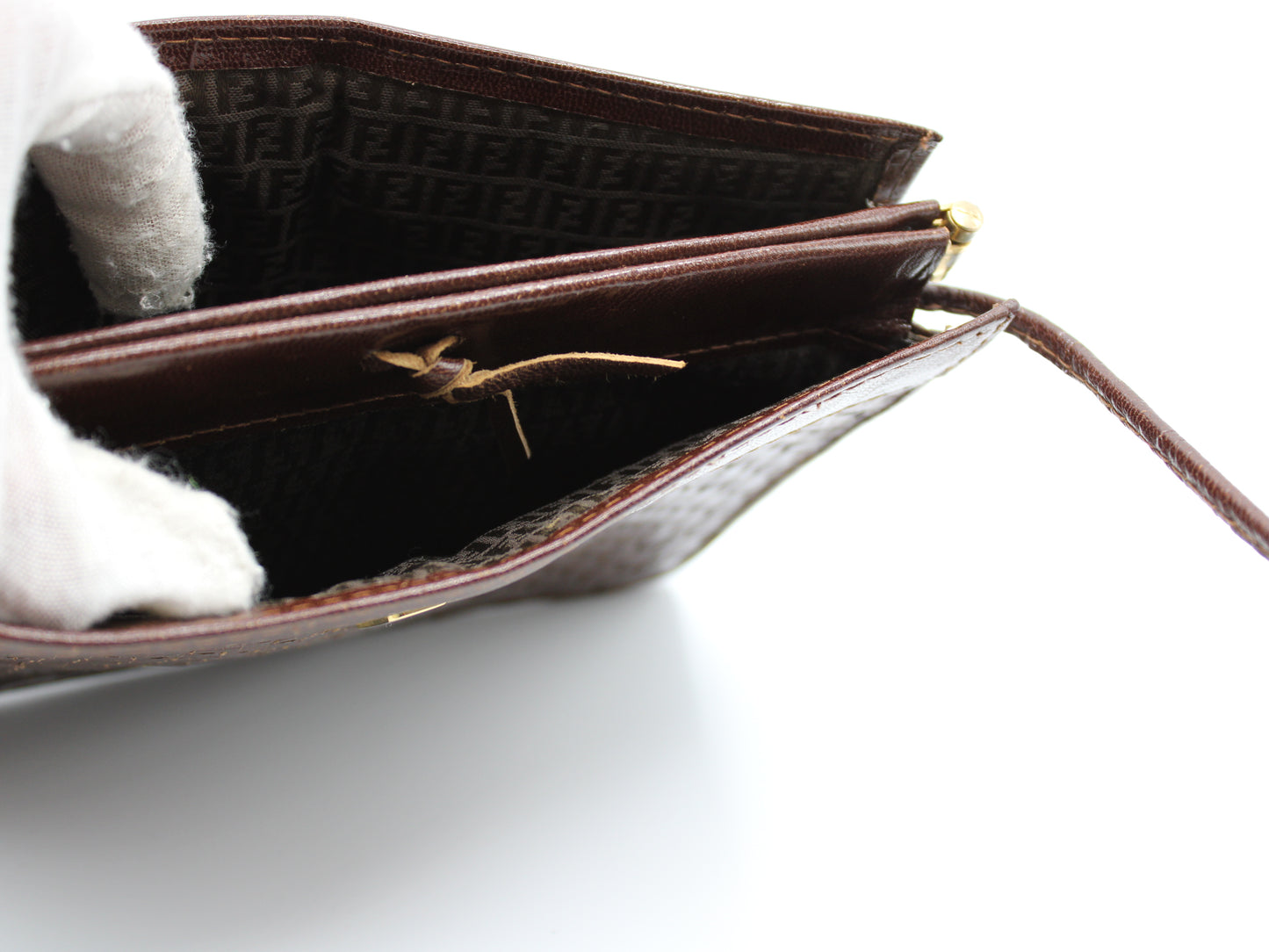 Fendi Woven Brown Leather Framed Bag Vintage
