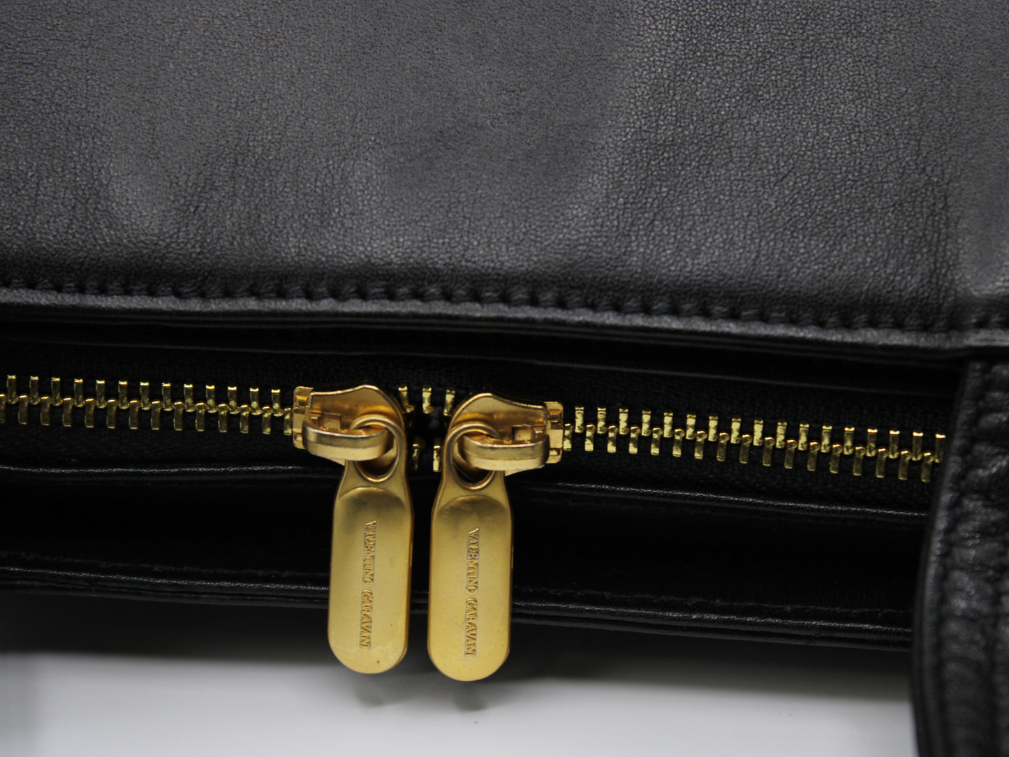 Valentino Garavani Black Leather Wall Street  Classic Briefcase Bag