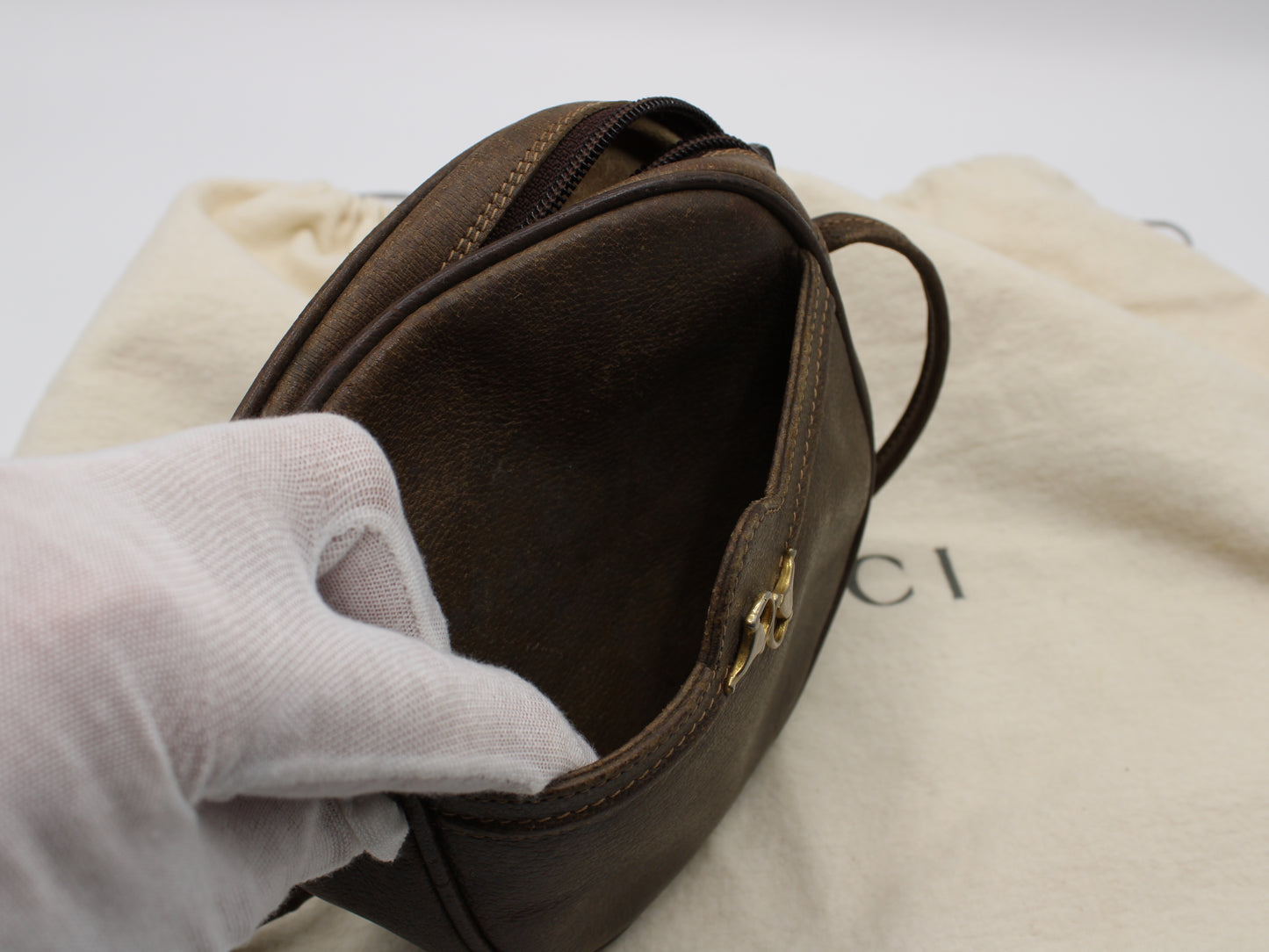 Gucci Brown Leather Horsebit 1955 Crossbody Shoulder Bag