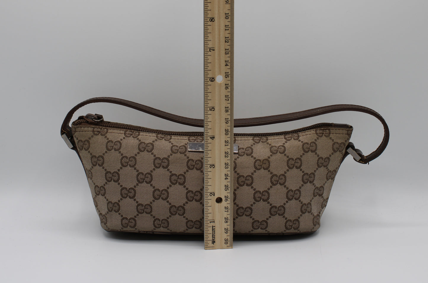 Gucci GG Canvas Boat Baguette Bag Brown Vintage