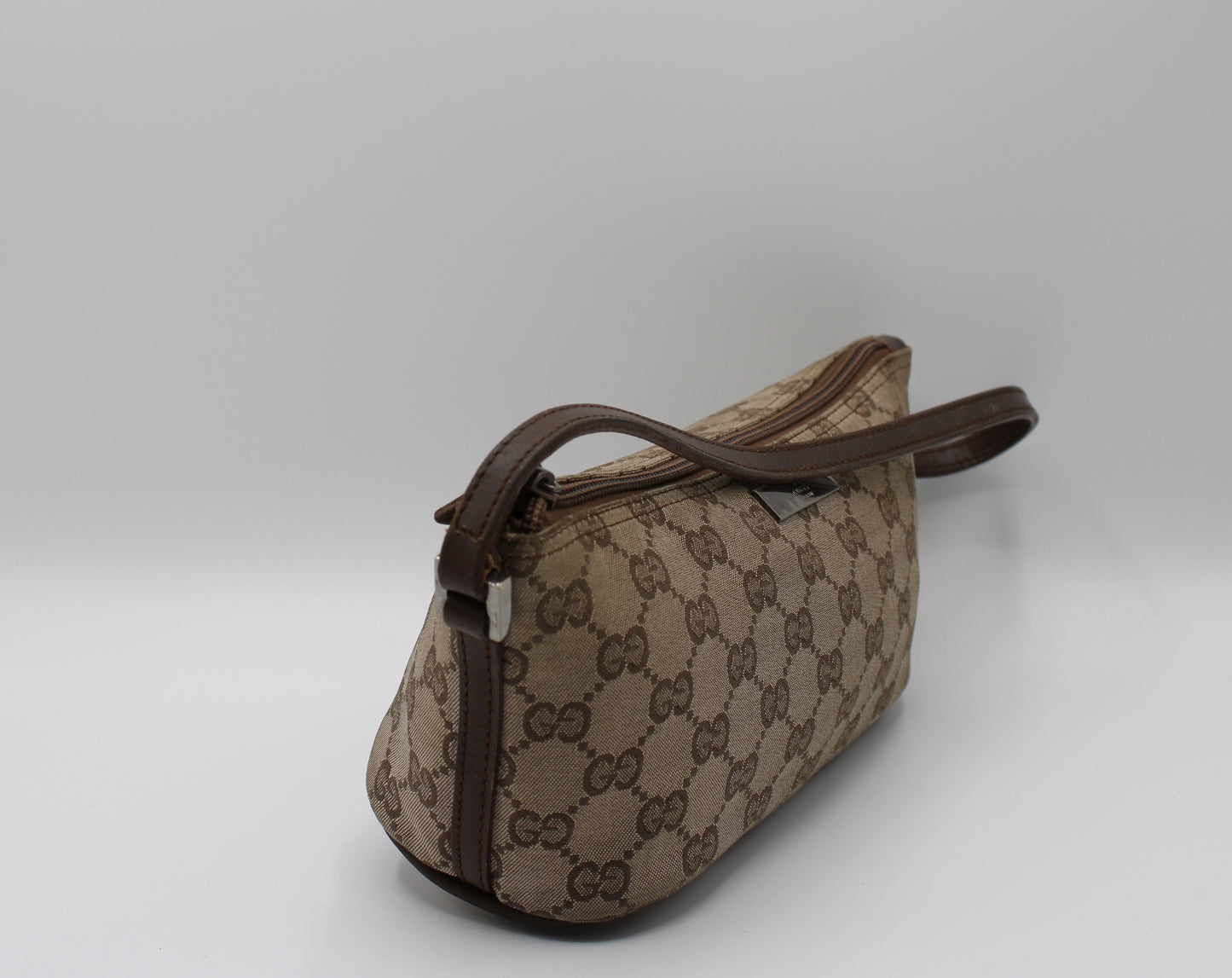 Gucci GG Canvas Boat Baguette Bag Brown Vintage