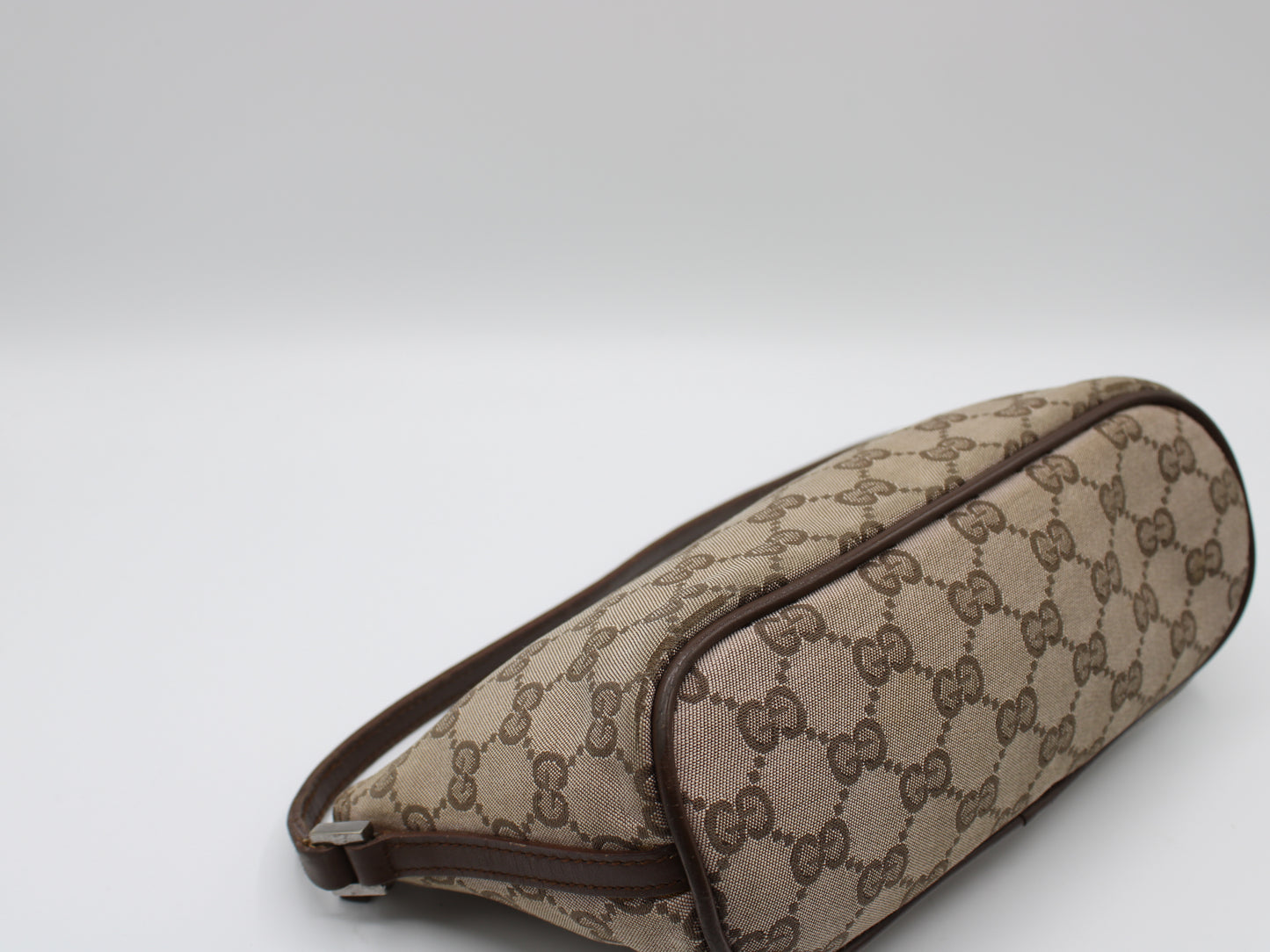 Gucci GG Canvas Boat Baguette Bag Brown Vintage