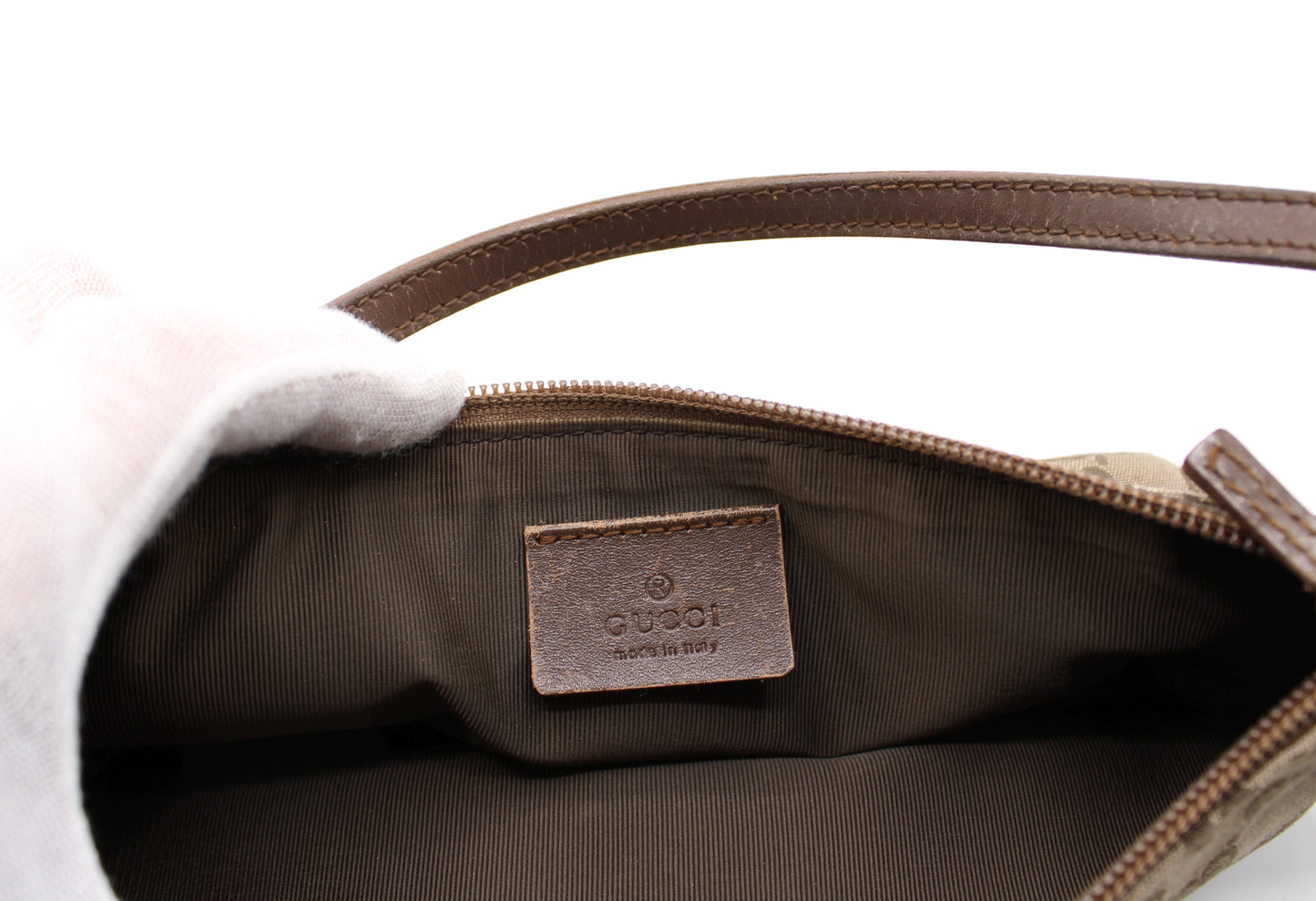 Gucci GG Canvas Boat Baguette Bag Brown Vintage