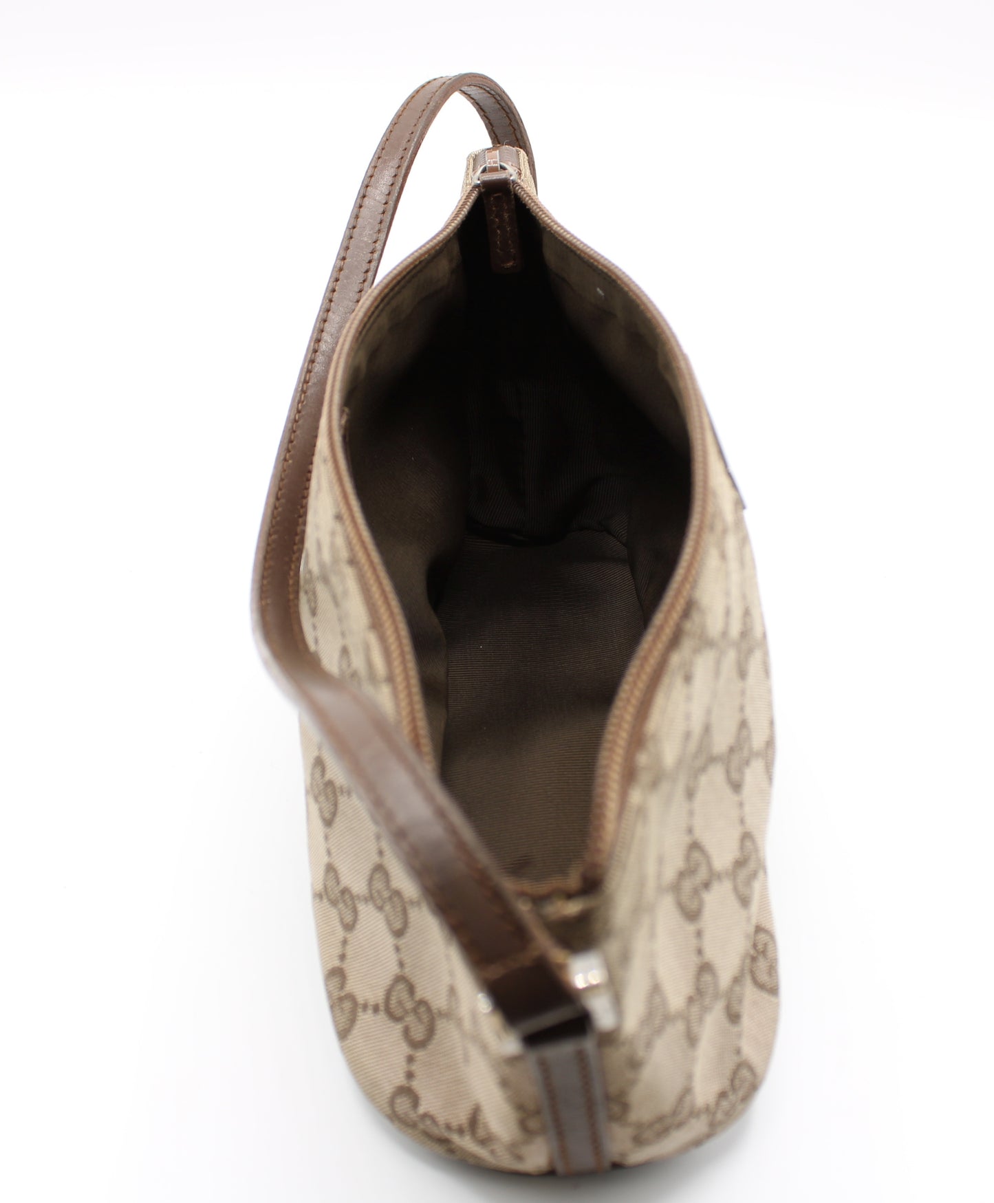Gucci GG Canvas Boat Baguette Bag Brown Vintage