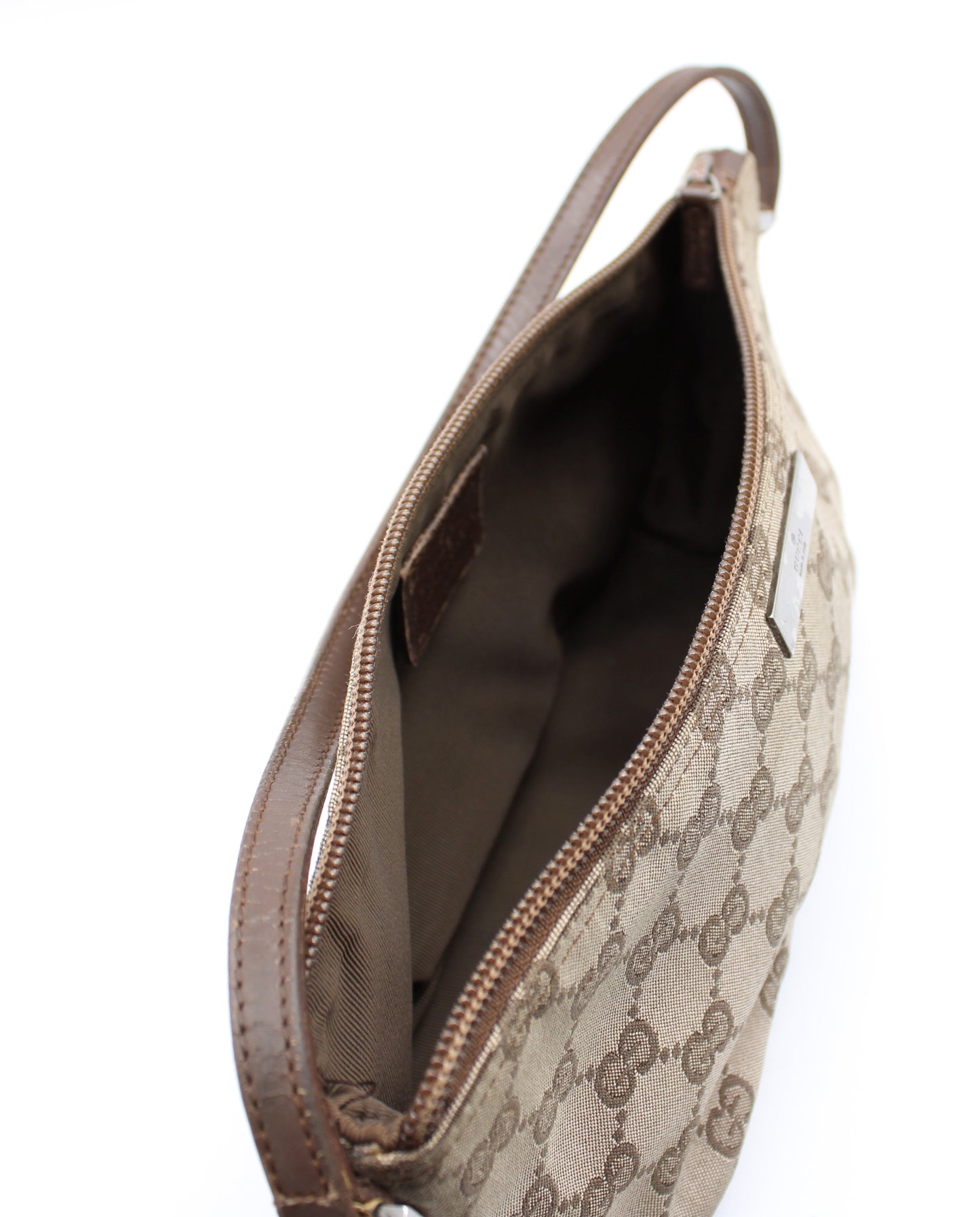 Gucci GG Canvas Boat Baguette Bag Brown Vintage