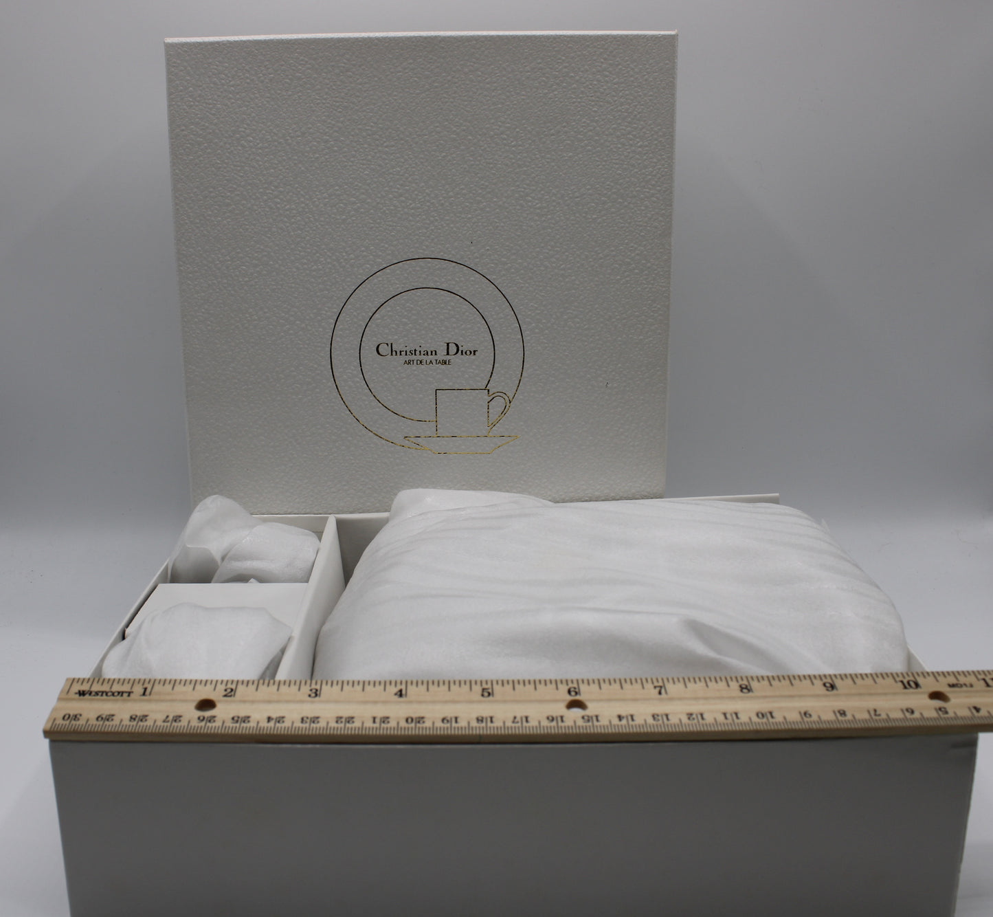Christian Dior Godron Demitasse Porcelain Cup Plate Set Boxed
